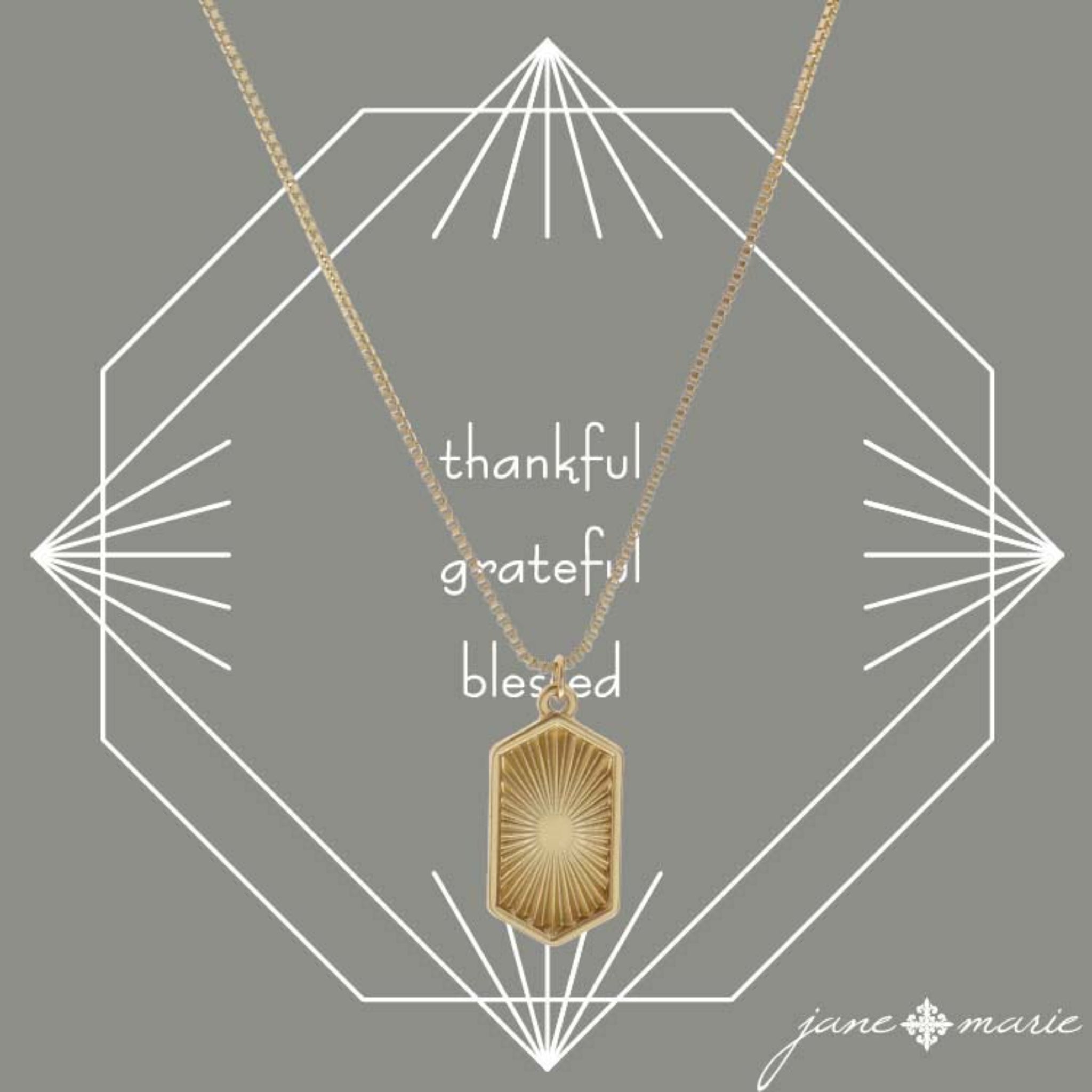 16" Gold Textured Long Hexagon Necklace, 3" Ext