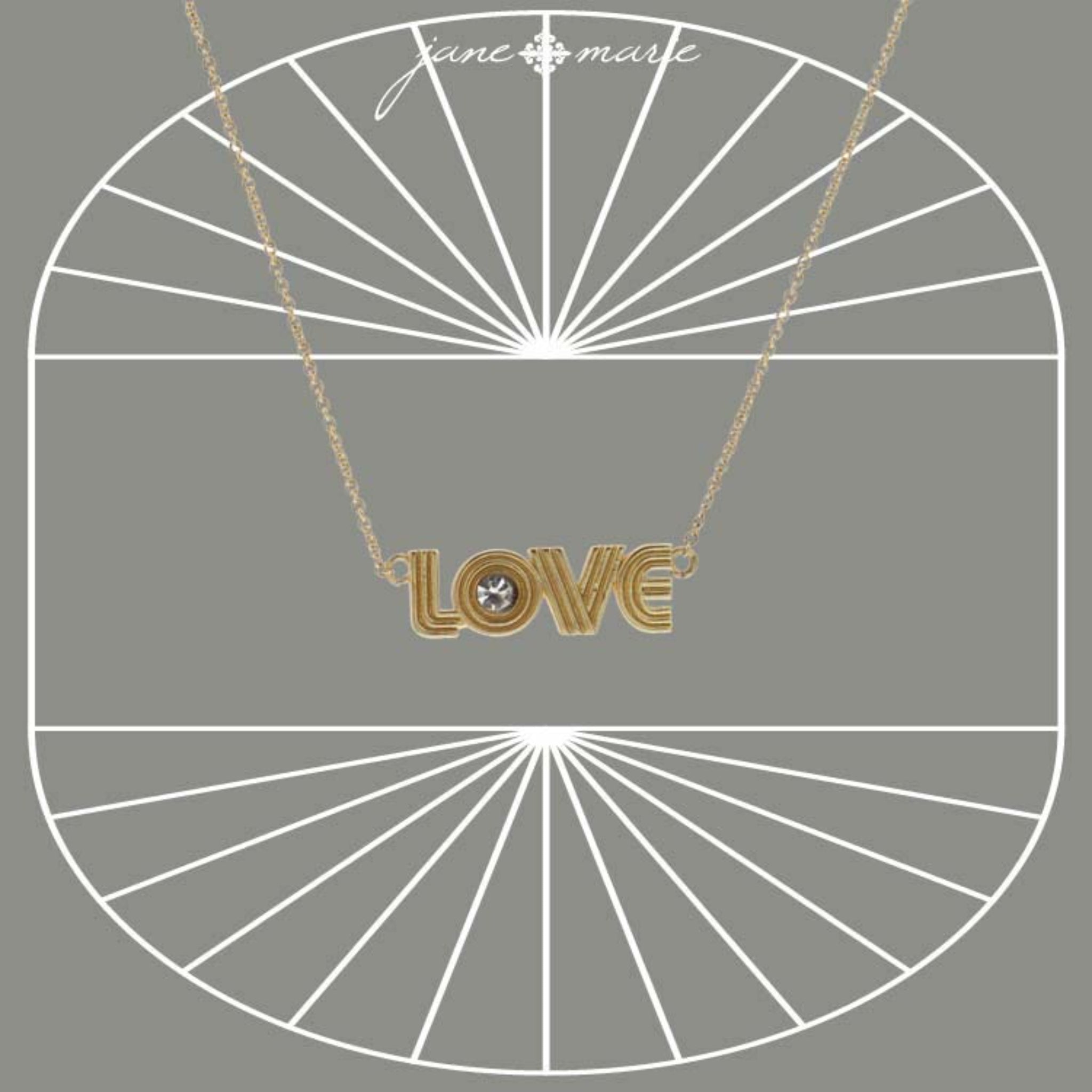 16" Gold "Love" Necklace, 3" Ext