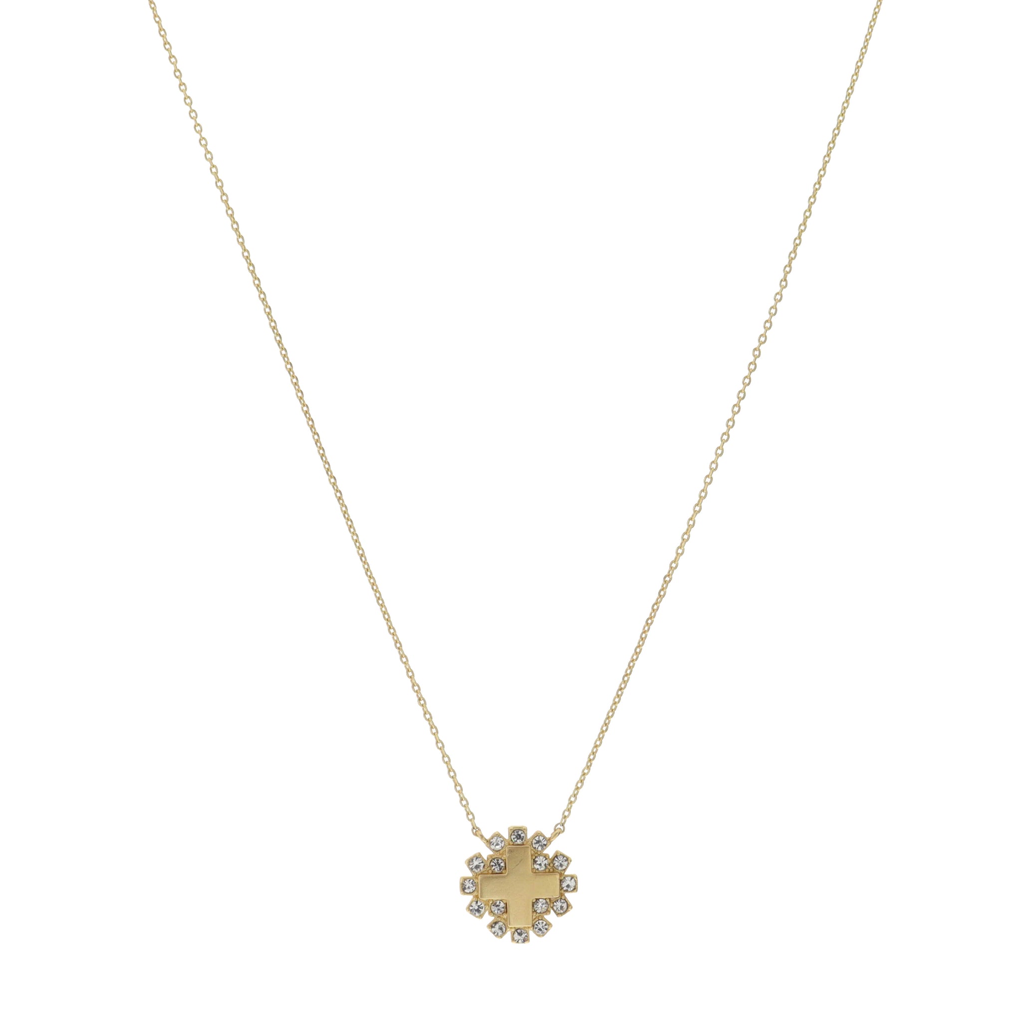 16"  Cross with Crystal Accents Necklace, 3" Ext