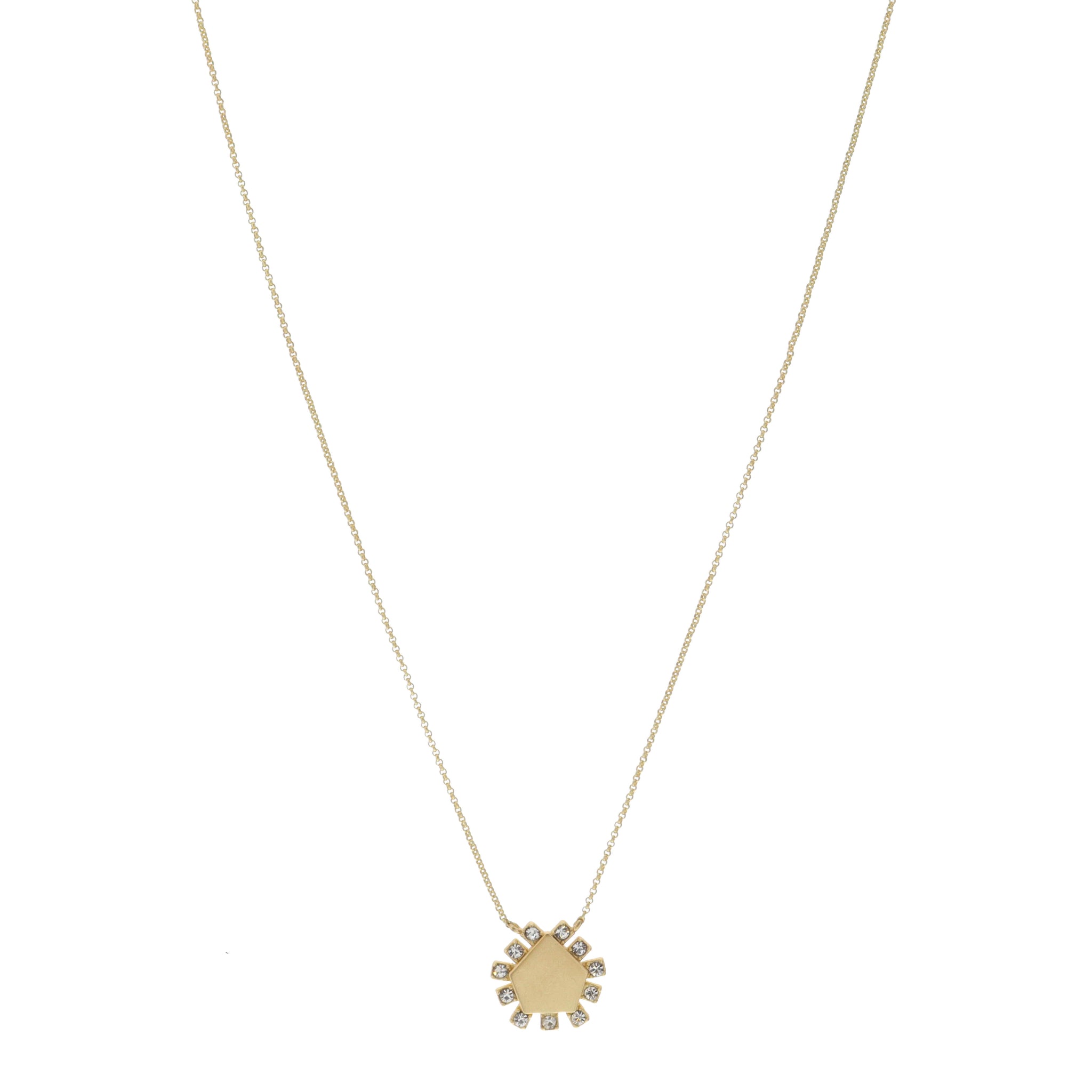16"  Pentagon with Crystal Accents Necklace, 3" Ext