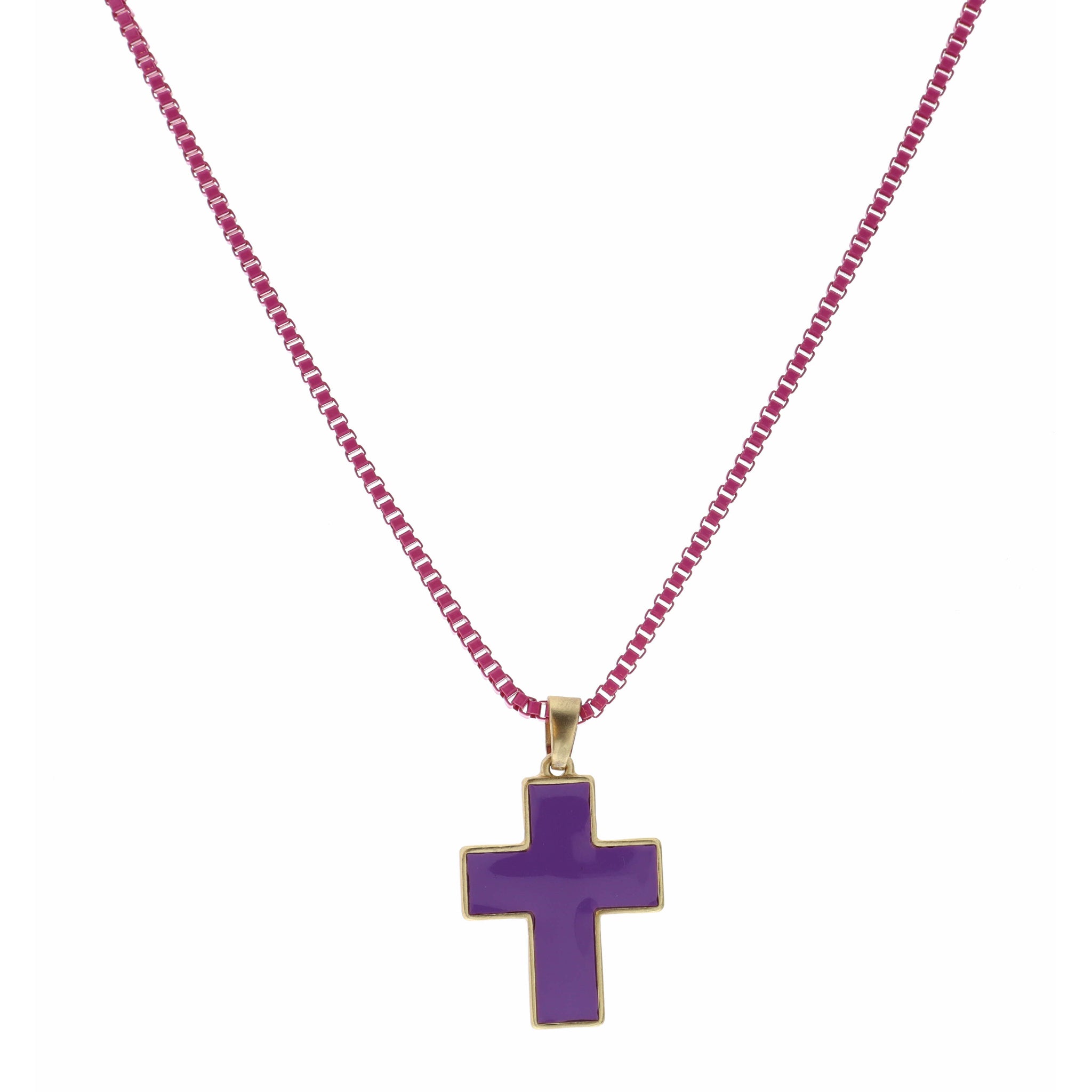 Kids 14" Purple Cross Necklace, 3" Ext