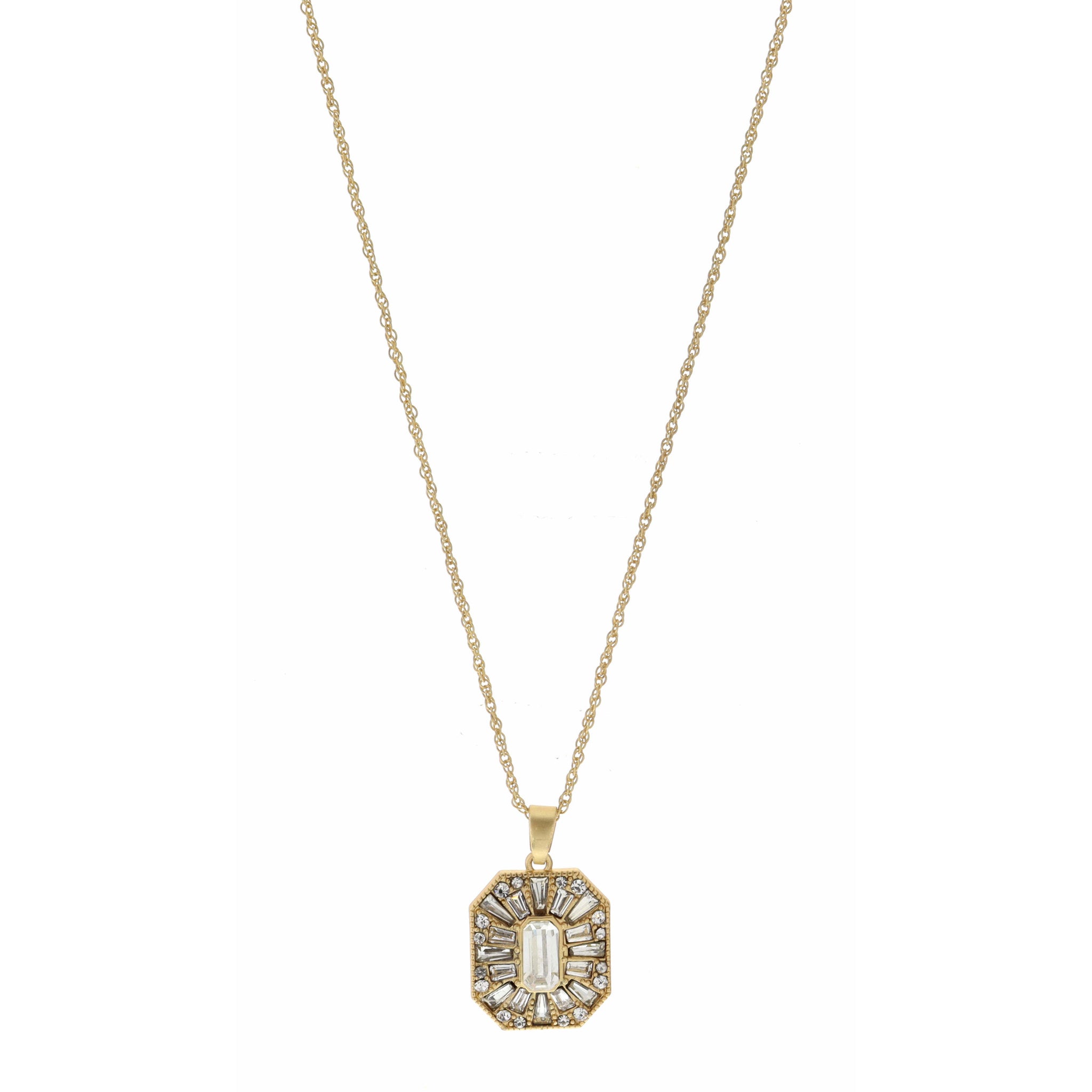 16-27" Adjustable Clear Crystal Rectangle Necklace