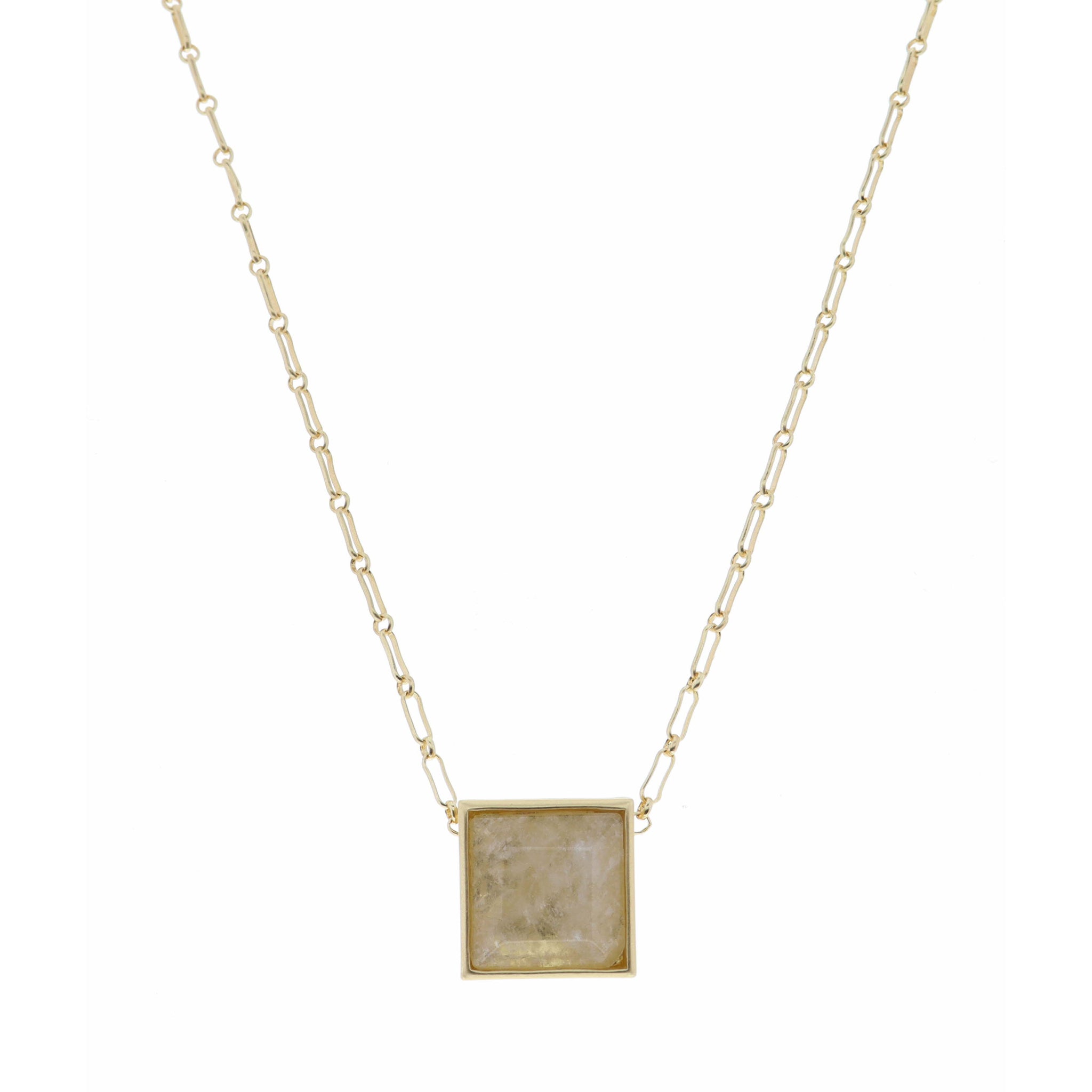 18" Encased Square Natural Necklace, 2" Ext