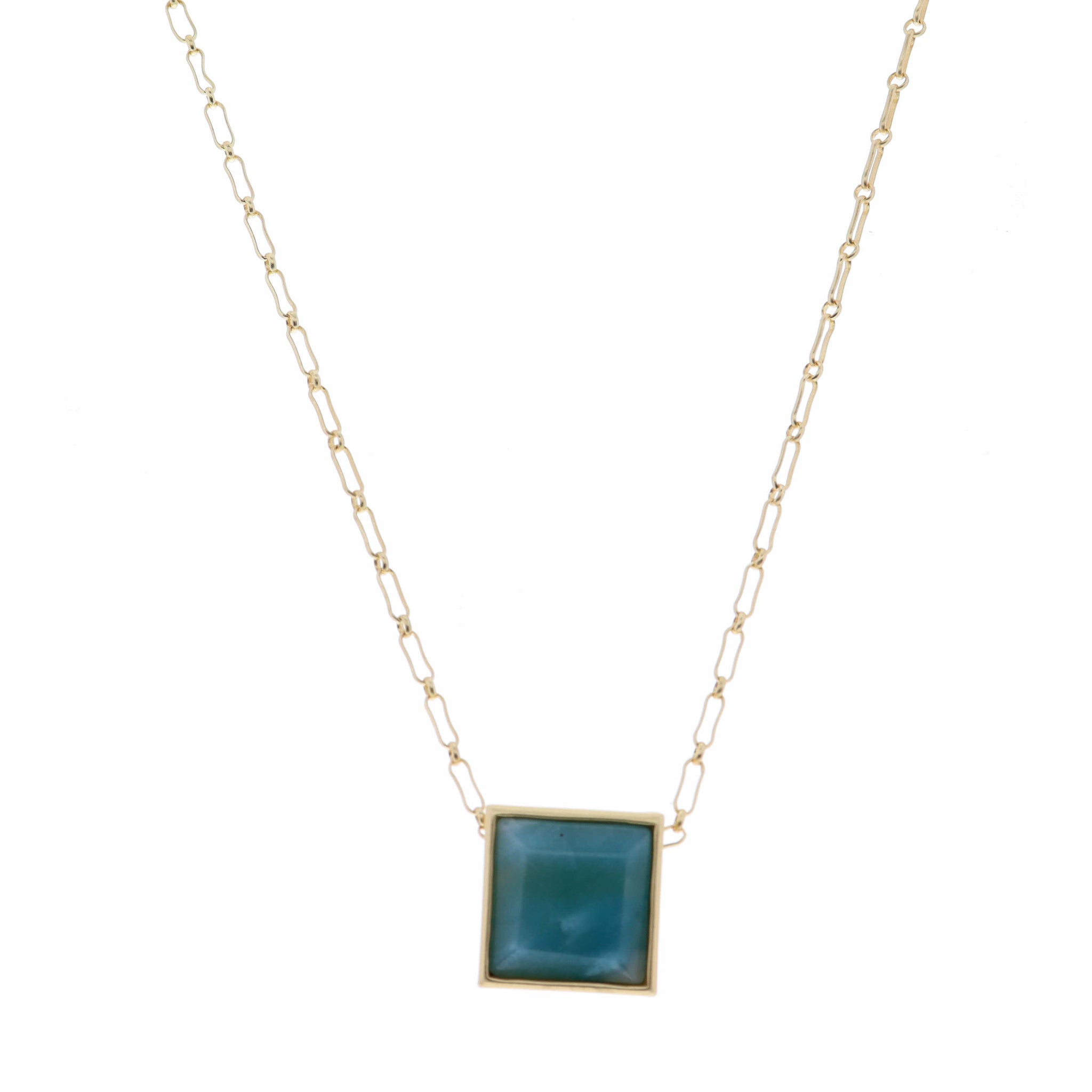 18" Encased Square Amazonite Necklace, 2" Ext
