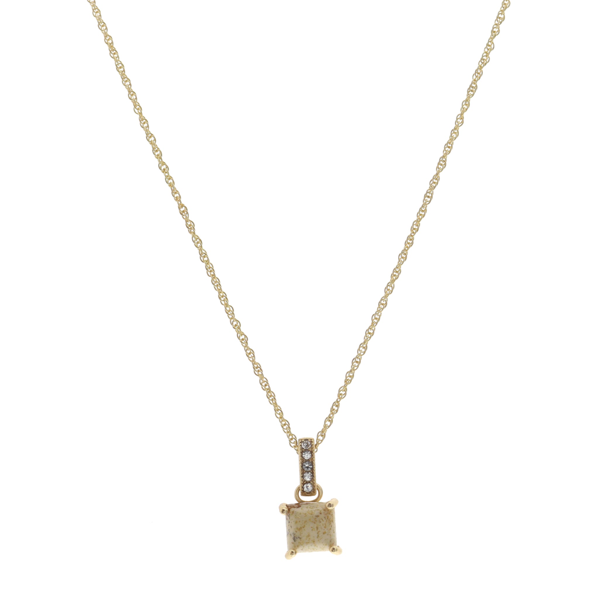 16" Picture Jasper Square Necklace, 3" Ext