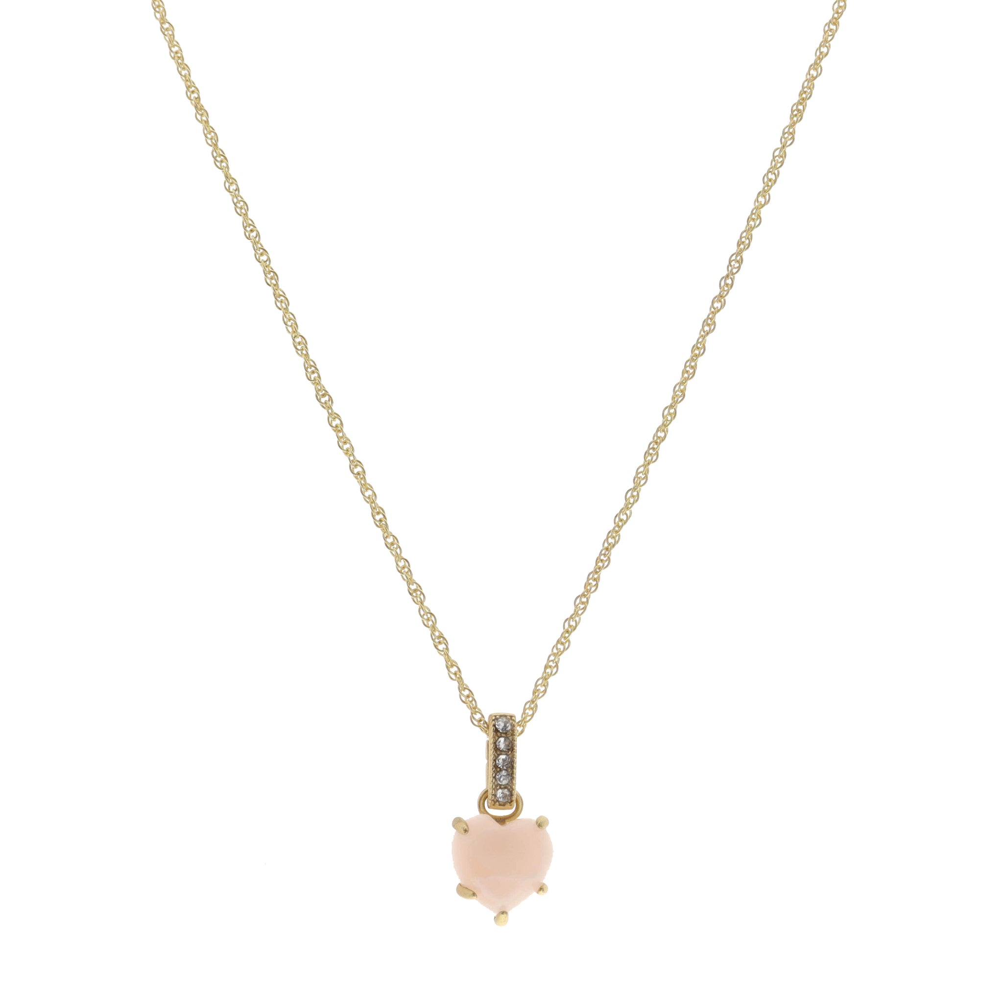 16" Rose Quartz Heart Necklace, 3" Ext