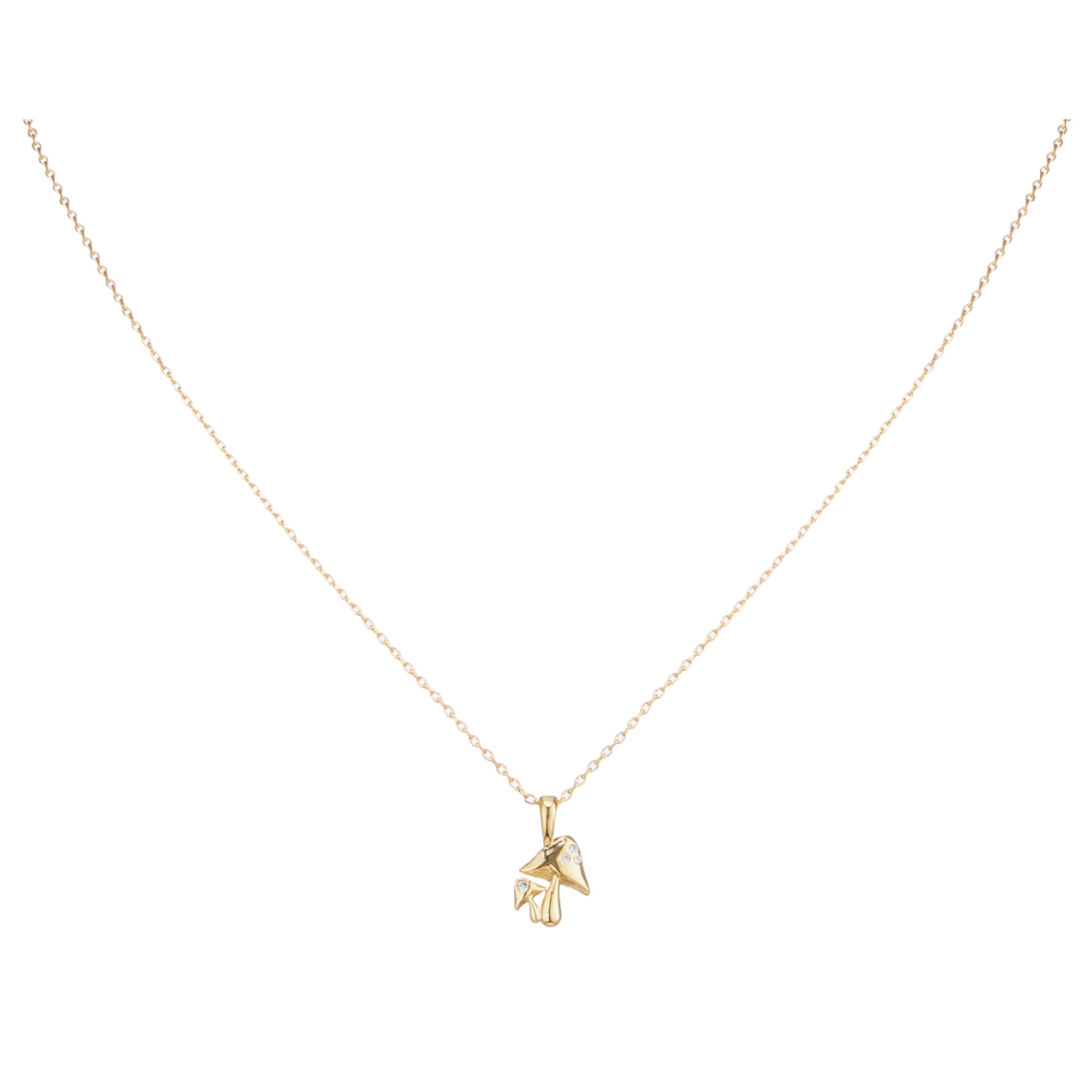 18K Gold Plated Mushroom Cluster with Mini Crystal Accents Necklace
