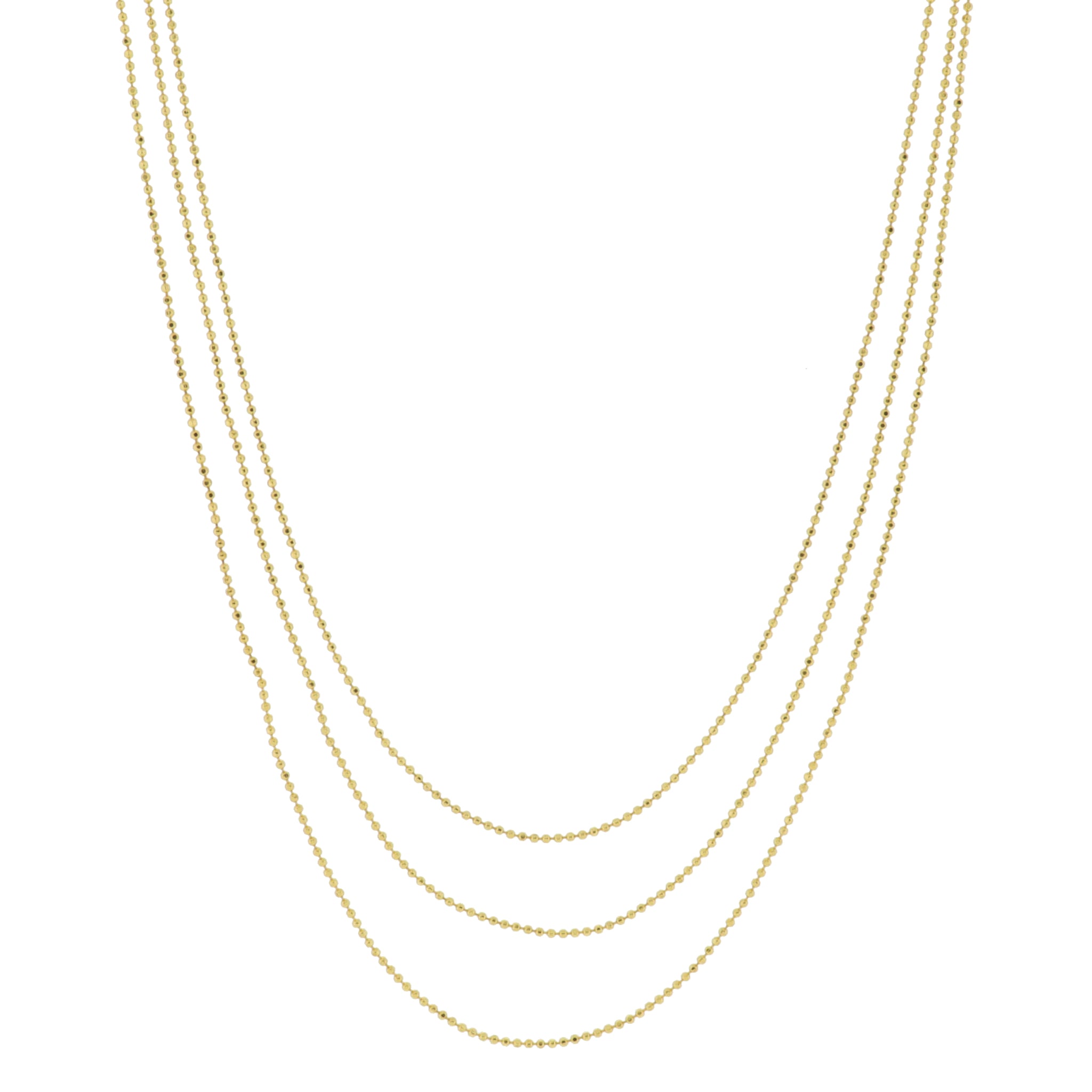 18K Gold Plated 3 Layer Petite Gold Ball Chains Necklace