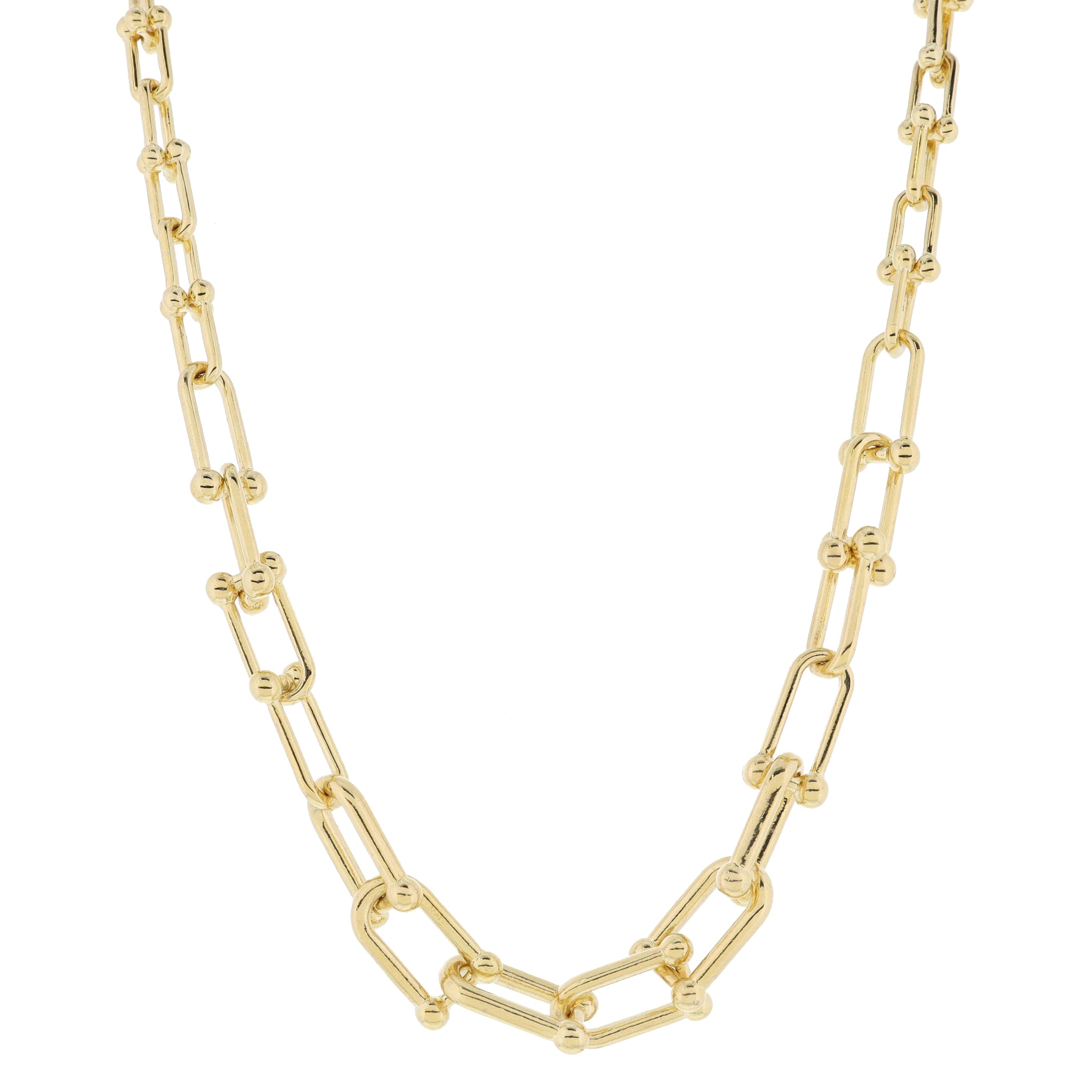 Gradually Chunkier Gold U-Link Chain Necklace, .5" Pendant