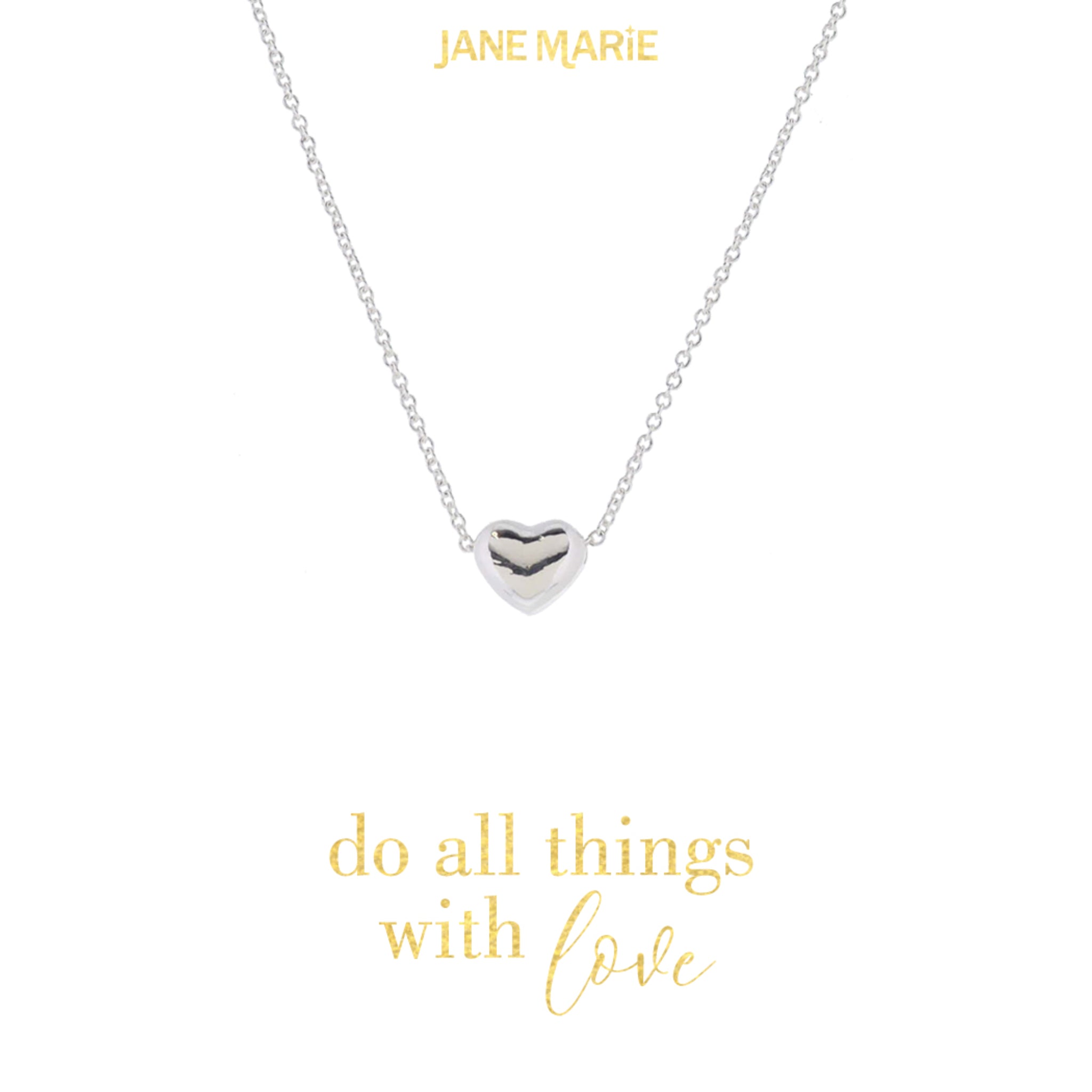 16" Silver Chain and Heart Bead Necklace, 3" Ext