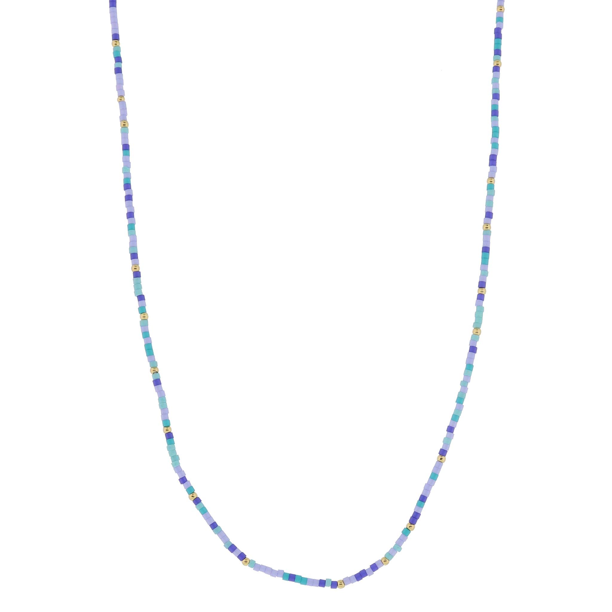 Golden Color Wheel! 18K Gold Plated Blue & Turquoise Beaded Necklace