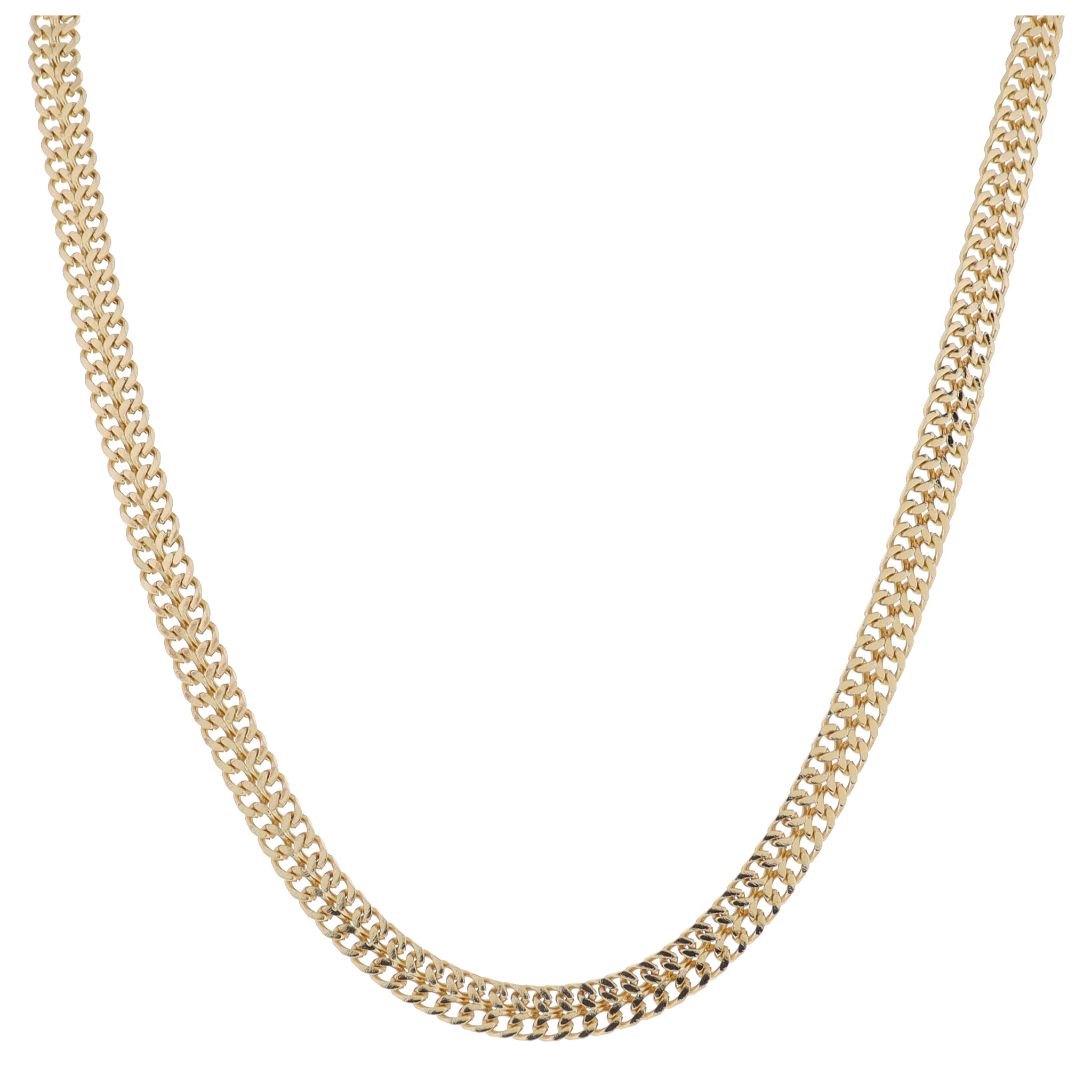 16" Gold Braided Curb Chain Necklace, 3" Ext