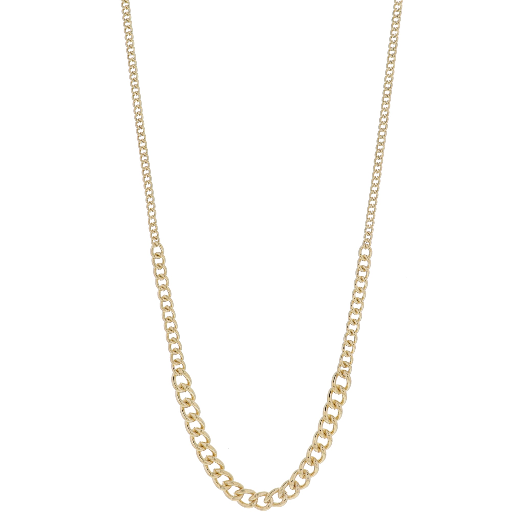 30" Multi Size Curb Chain Portions Necklace, 3" Ext