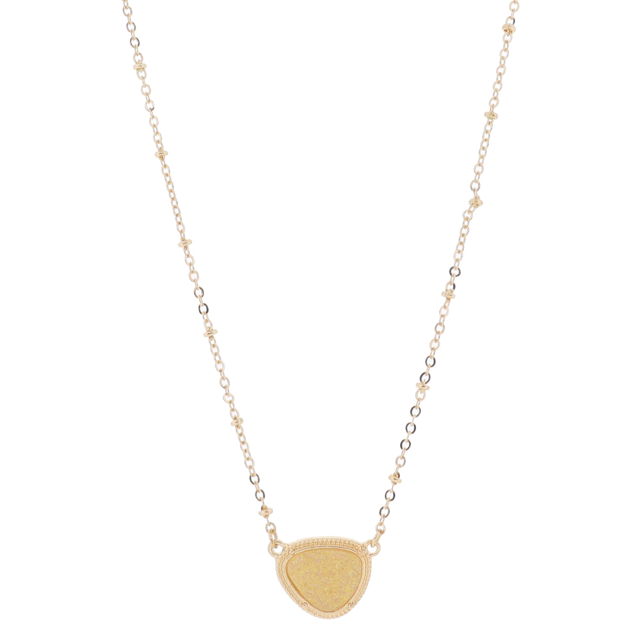 16" Organic Shaped Peach Druzy Necklace, 3" Ext