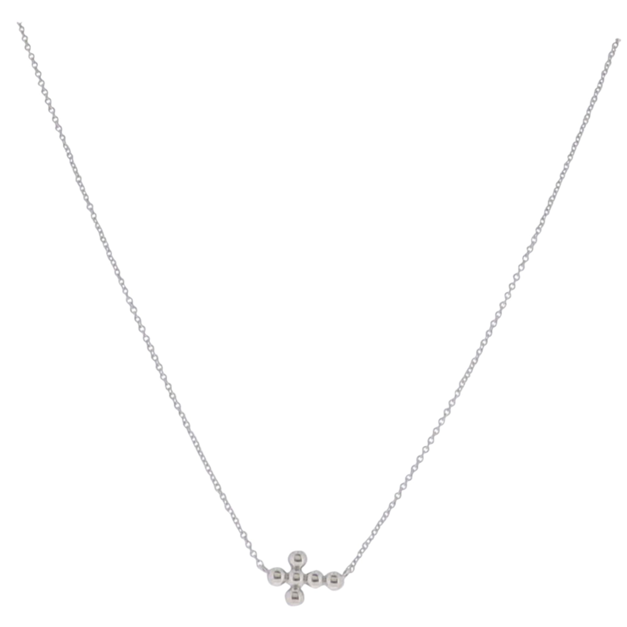 18K White Gold Plated Rolo Chain Necklace with Ball Cross