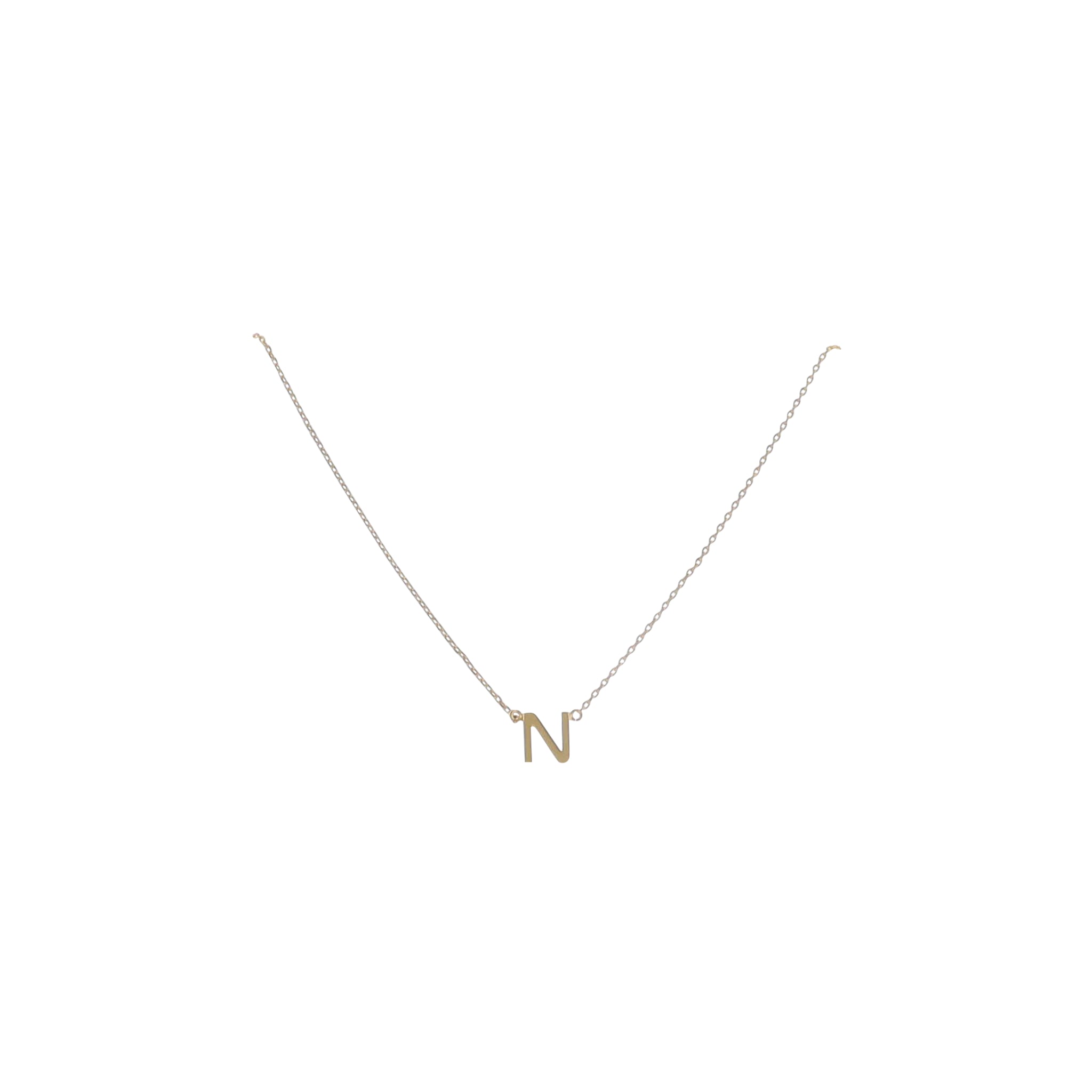 Kids Kids 15" 18K Gold Plated Initial "N" Chain Necklace