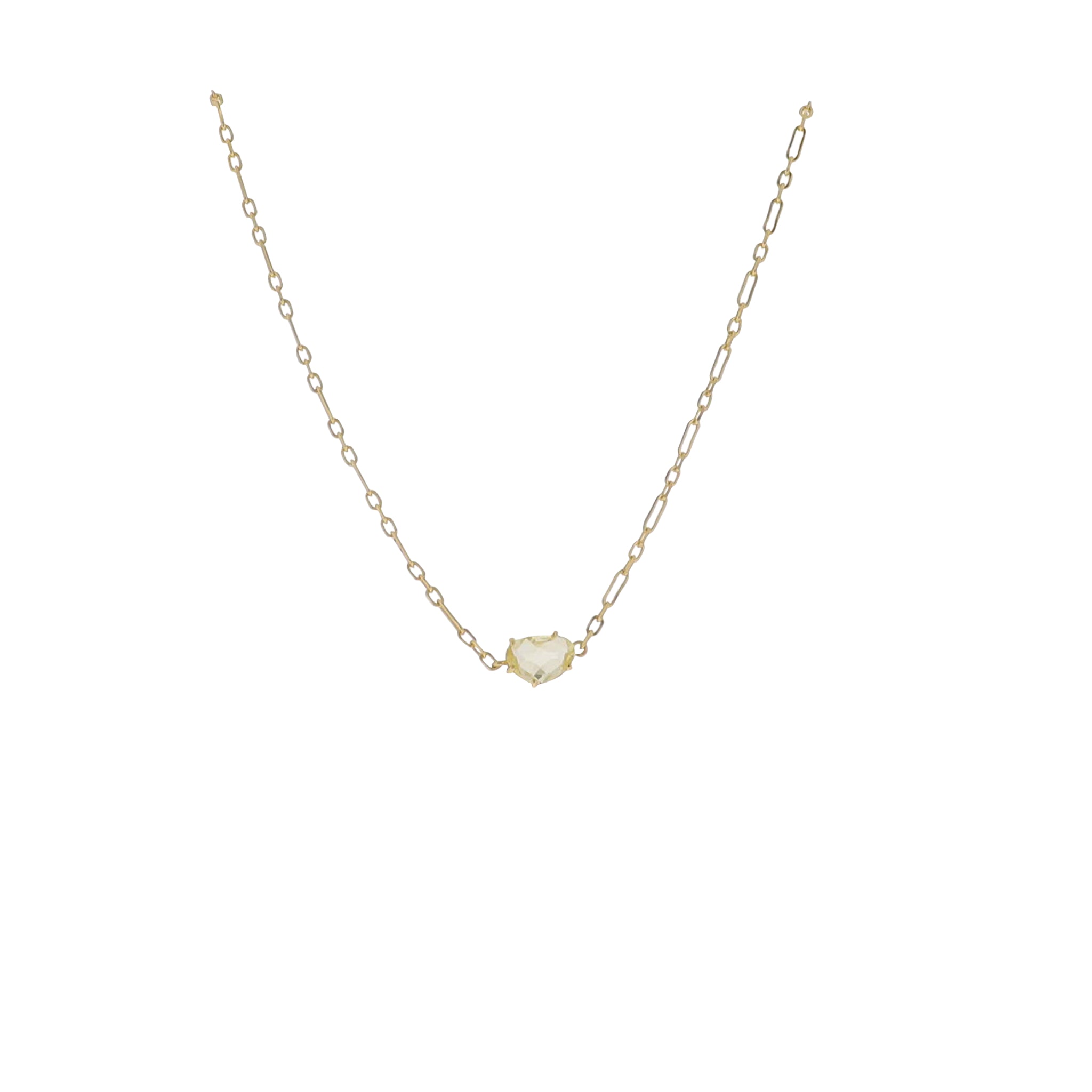 16" 18K Gold Plated Link Paperclip Chain Necklace with "November" Topaz Stone Pendant