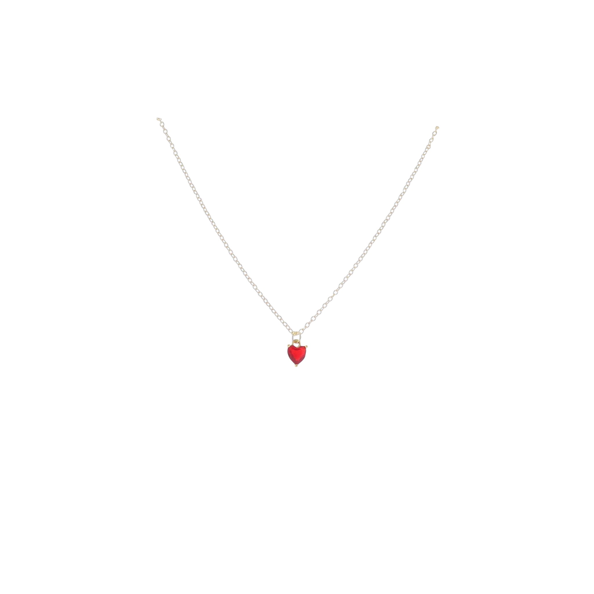 Kids 16" 18K Gold Plated Cable ChainNecklace with "July" Heart Pendant