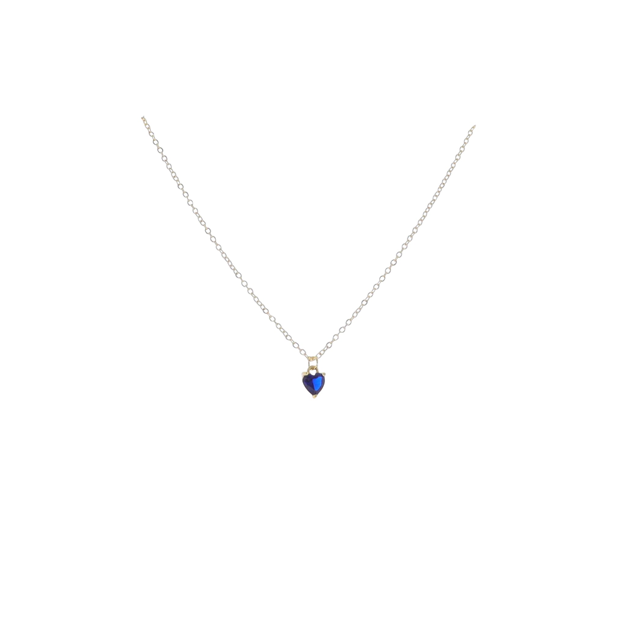 Kids 16" 18K Gold Plated Cable ChainNecklace with "September" Heart Pendant