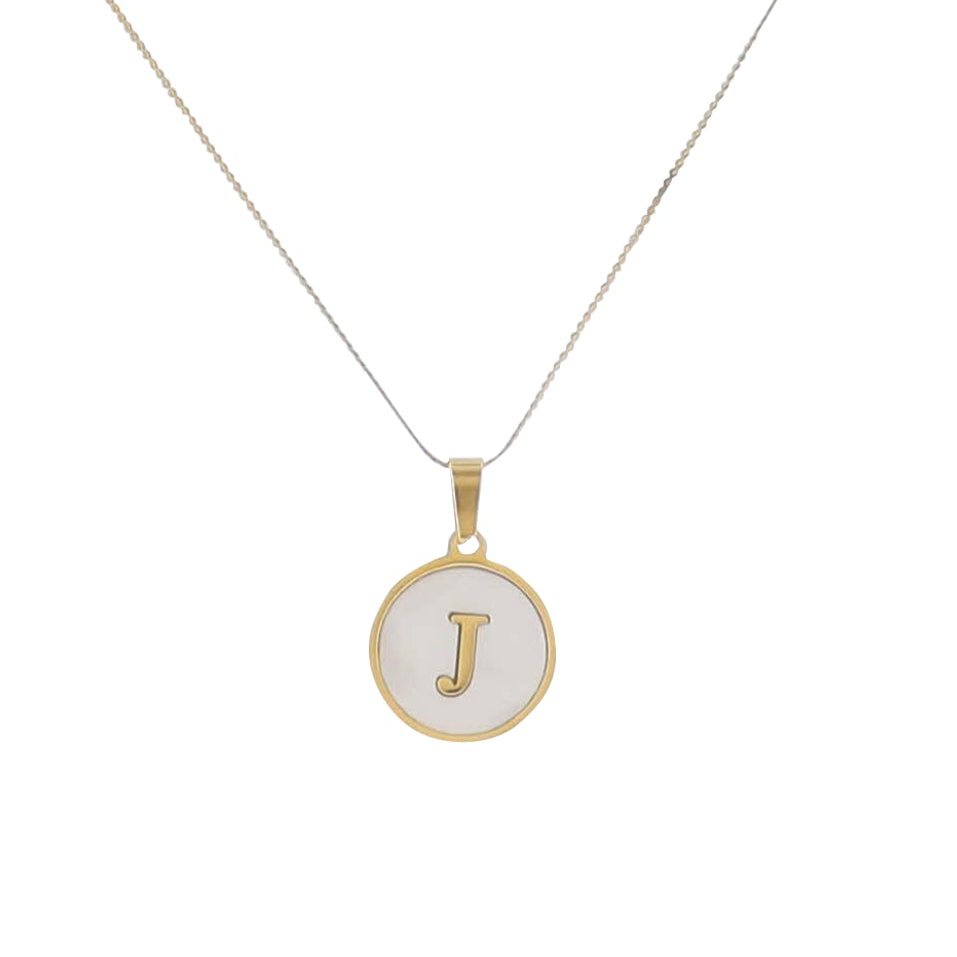 15" 18K Gold Plated Fine Rope Chain Necklace with Initial "J" Pearl Circle