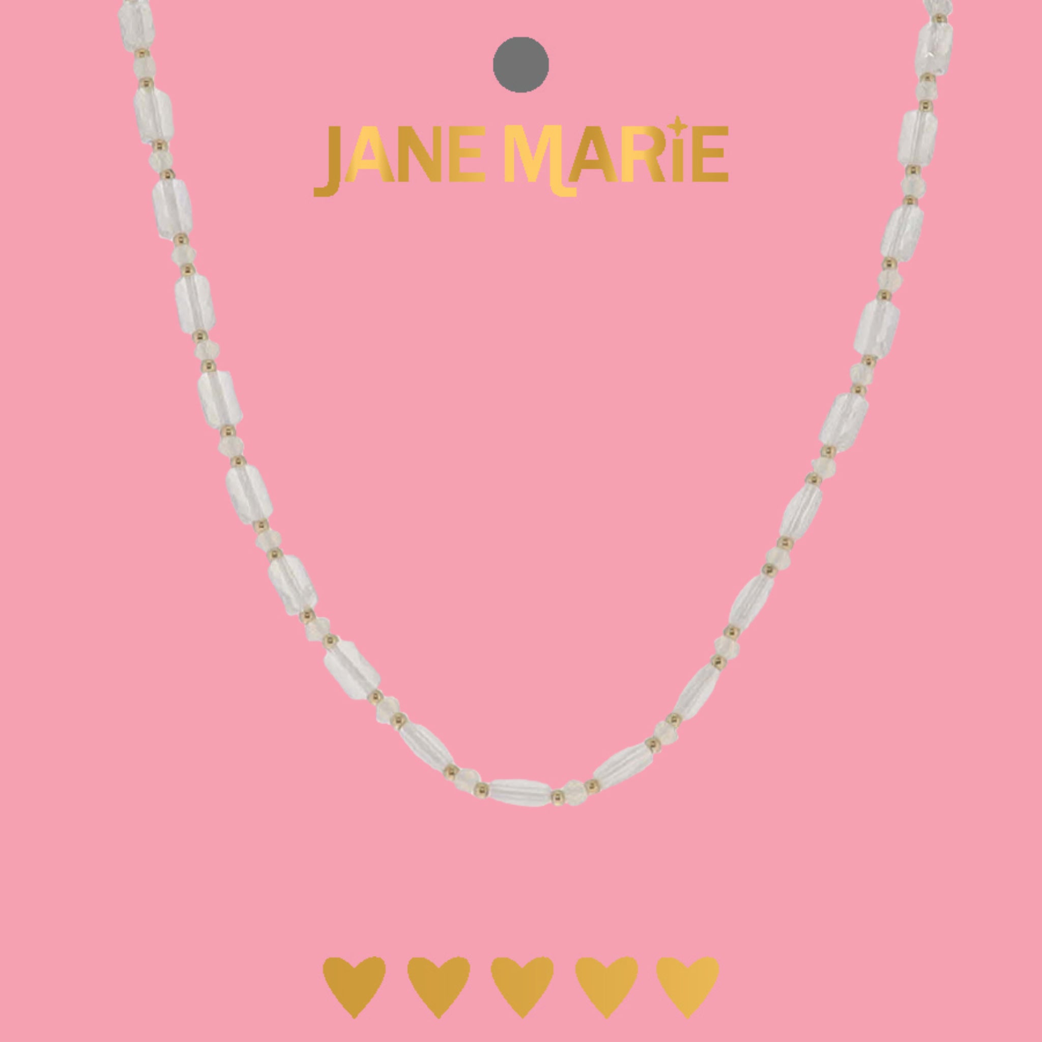 15" AB Clear Glass Beaded Necklace with Gold Accents