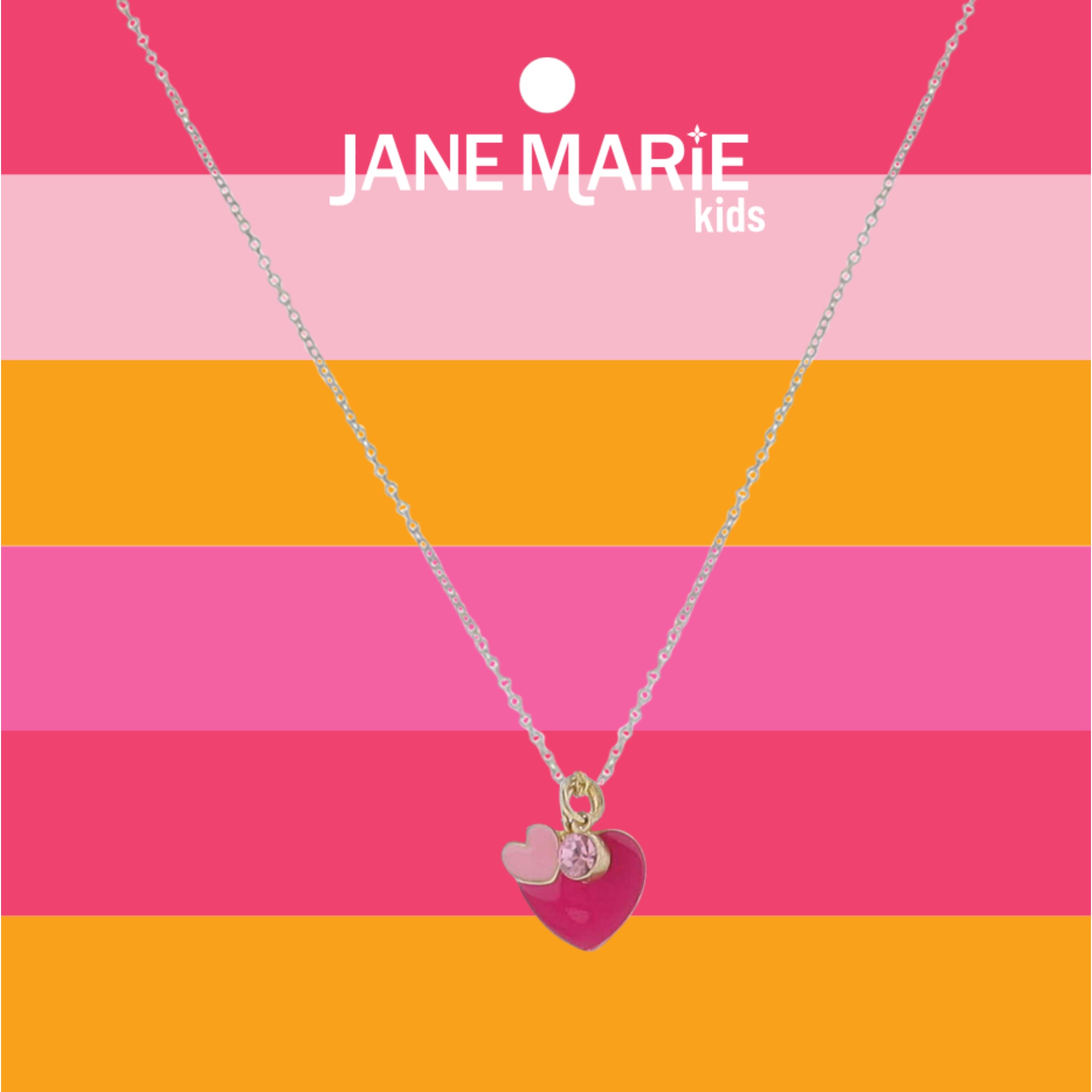 Kids 14" Gold Cable Chain Necklace with Pink Enamel Hearts