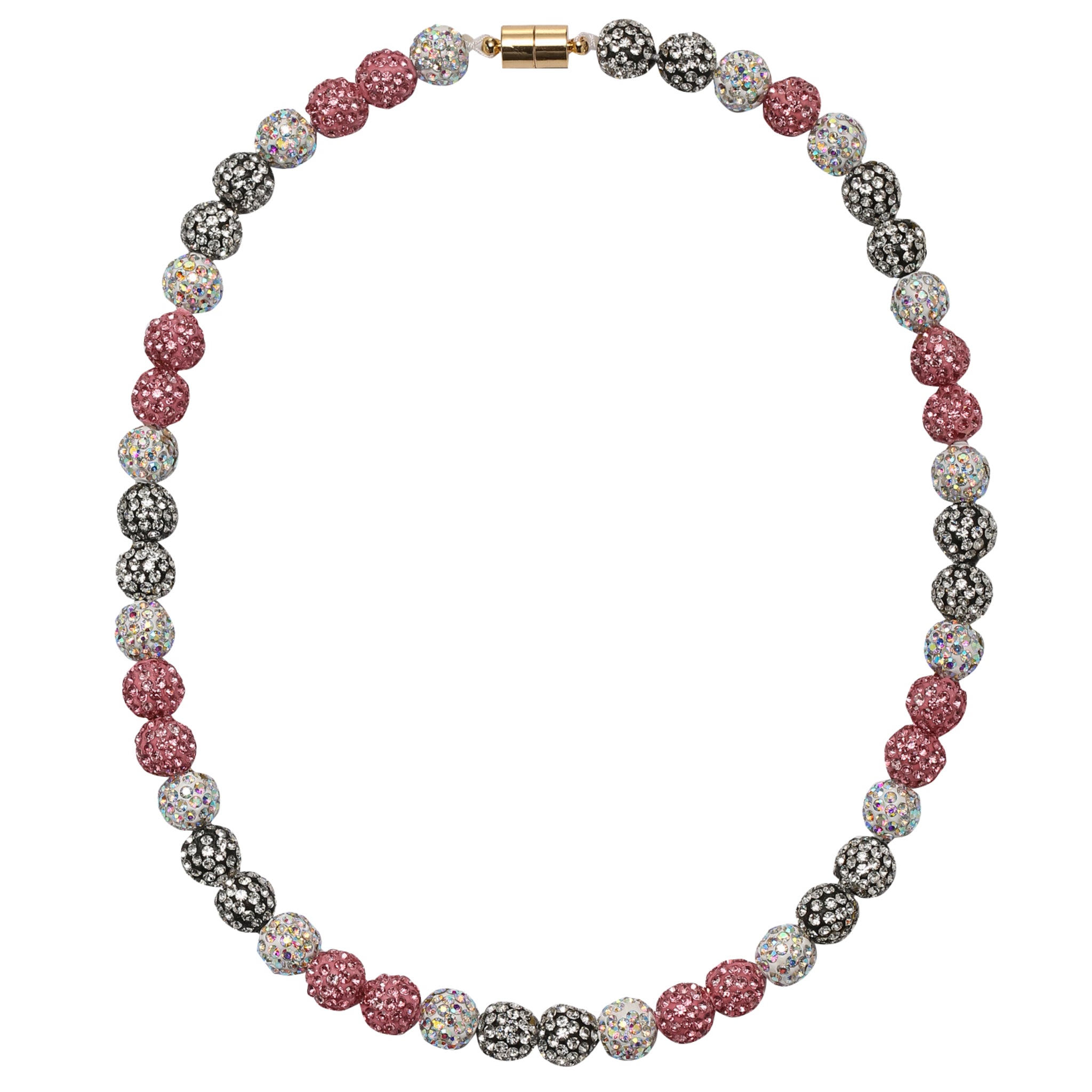 Kids Pink, White Bling Disco Ball Beaded Necklace