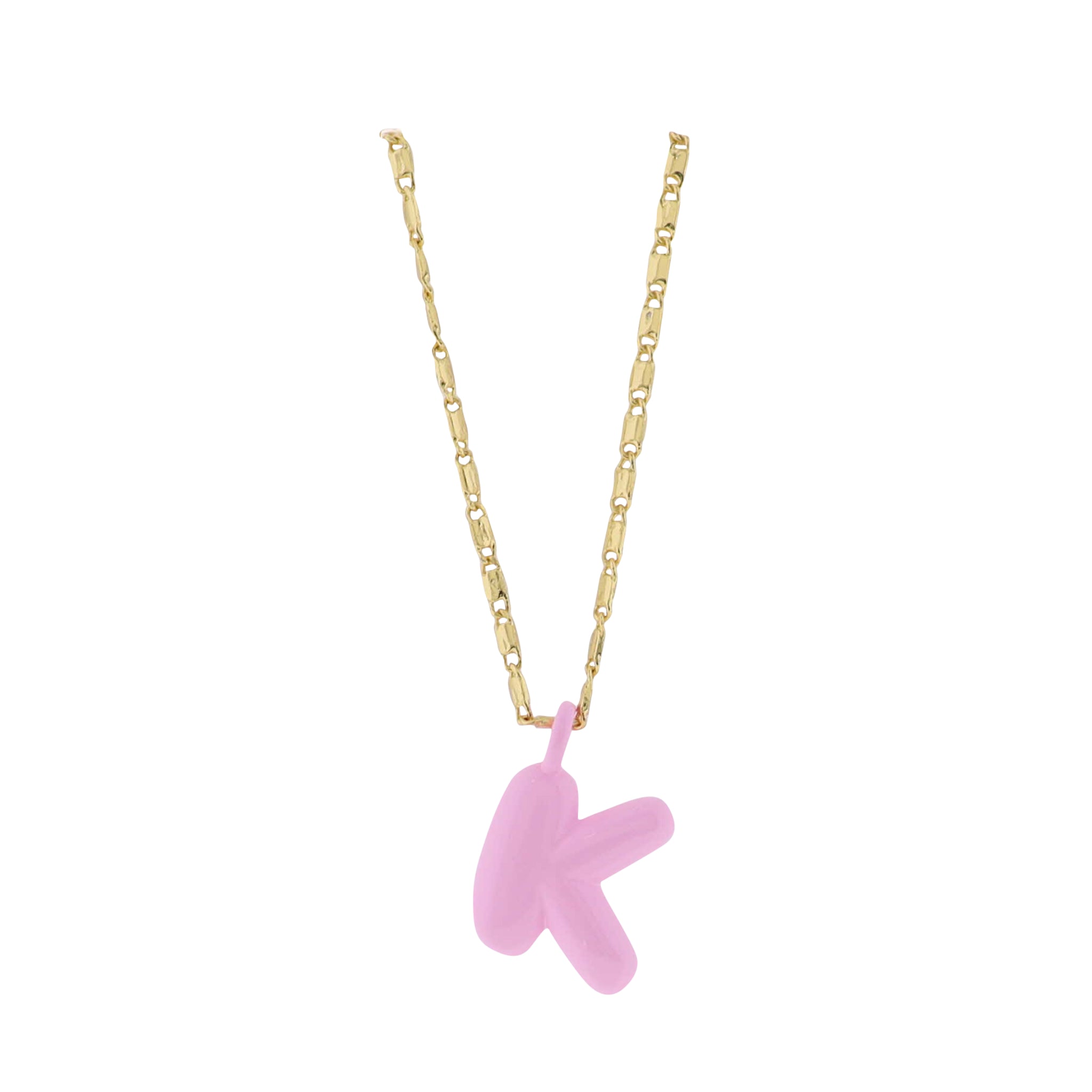 Kids 18K Gold Plated Chain Necklace with Pink "K"