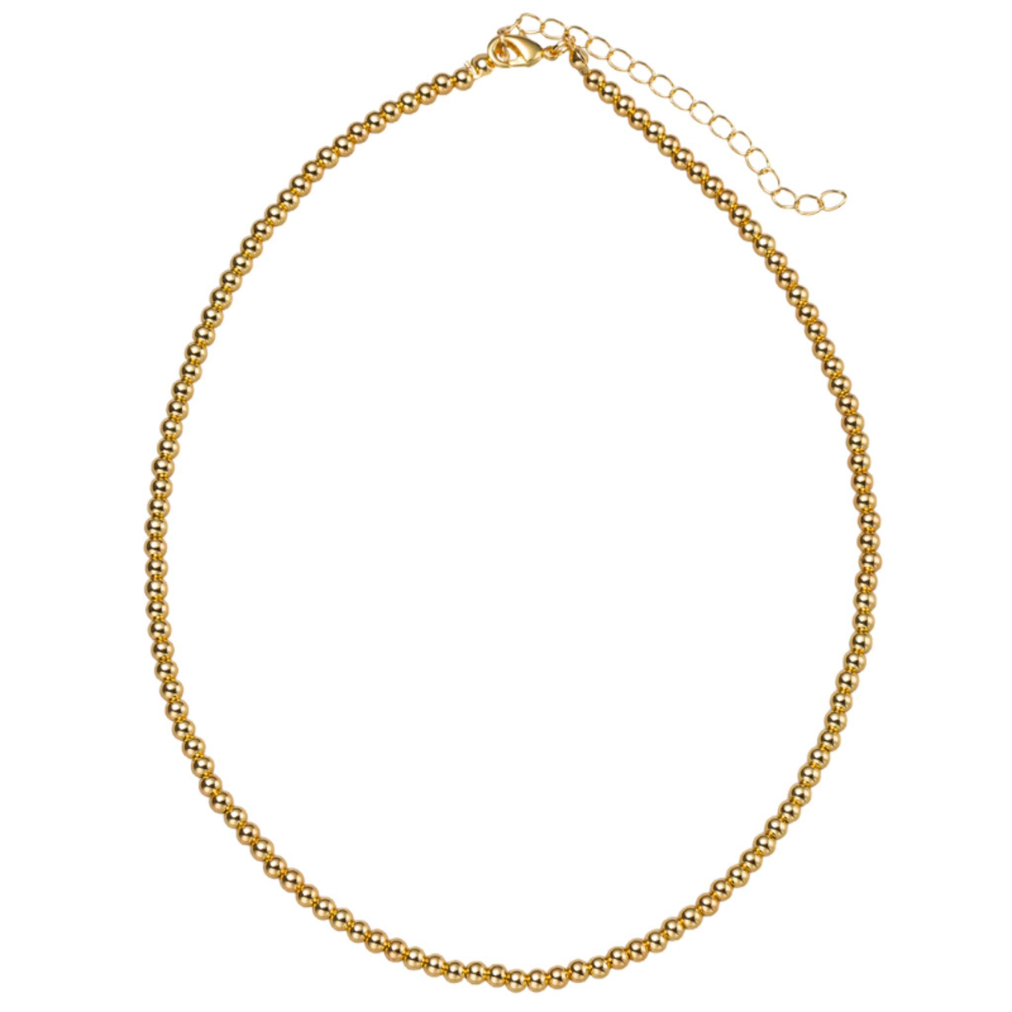 18K Gold Plated Gold 4mm Ball Beaded Necklace