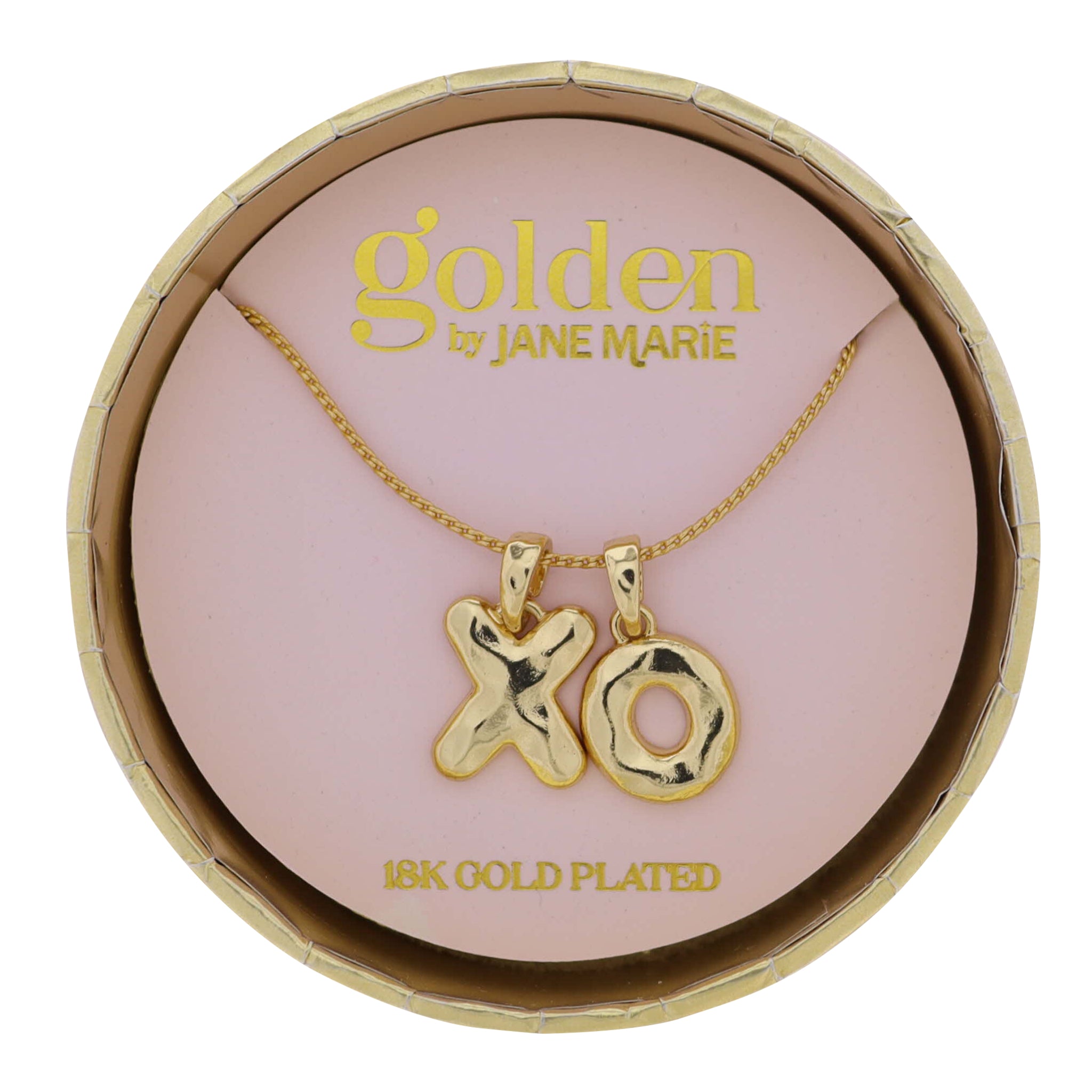 18K Gold Plated Twisted Chain Necklace with "XO"