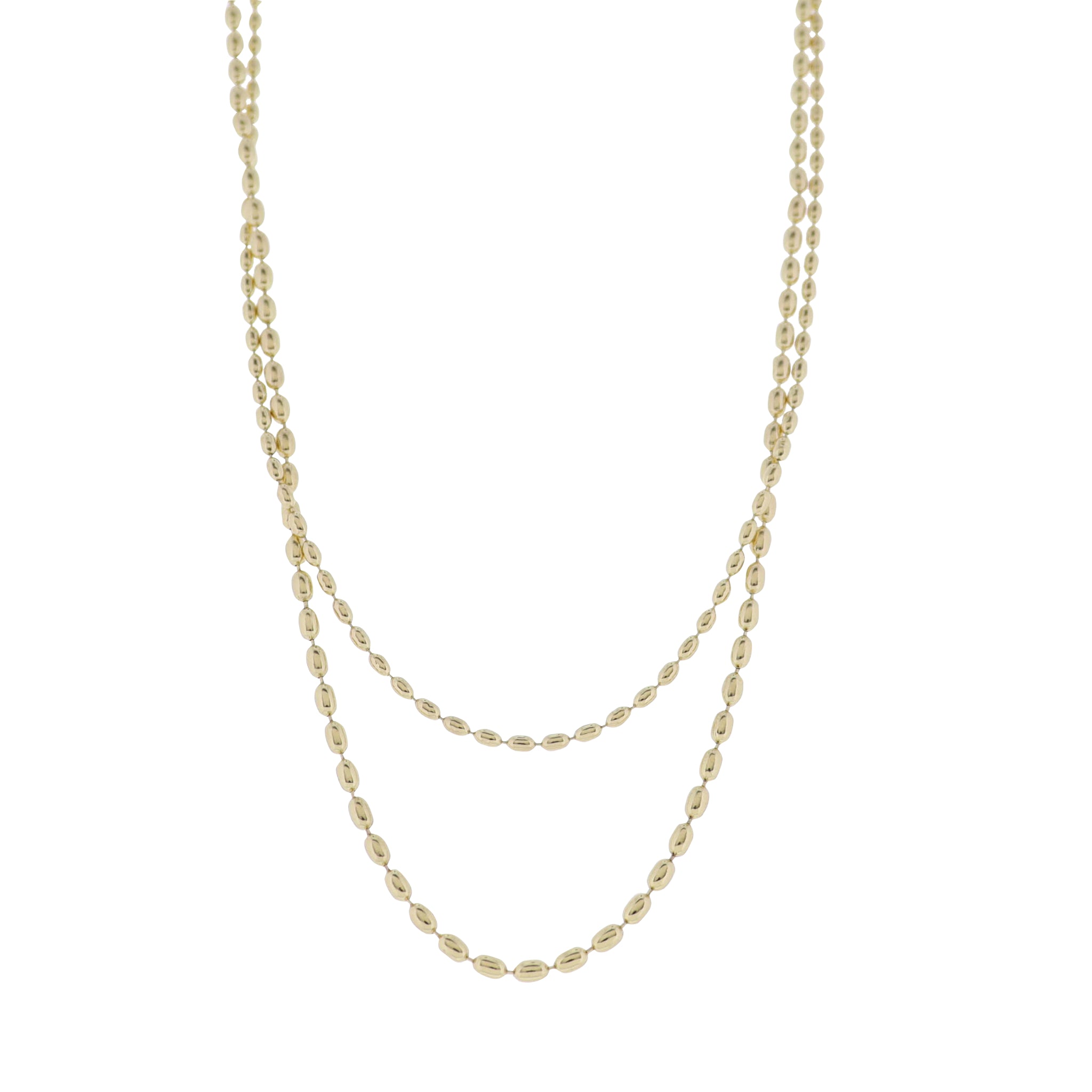 Gold 2 Layer Oval Ball Chain Necklace