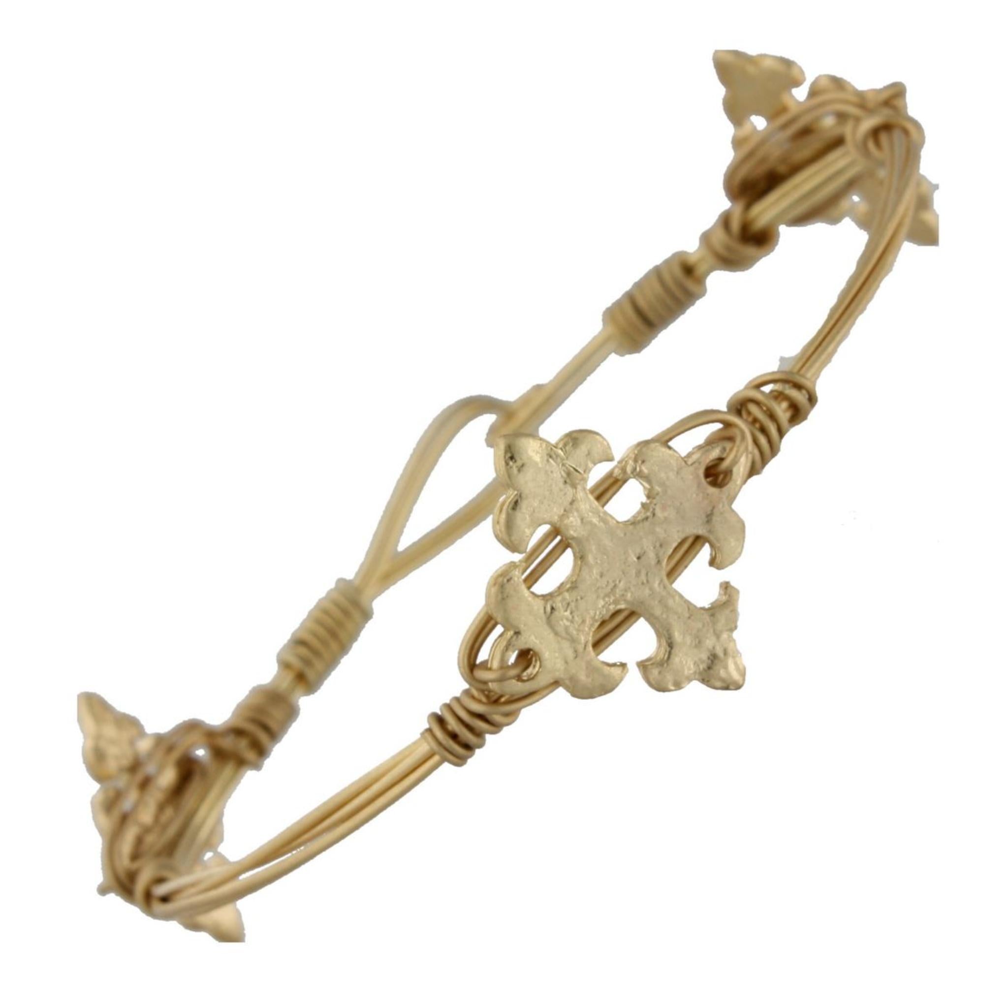 Antique Gold Wire Wrapped Bracelet with Cross Castings