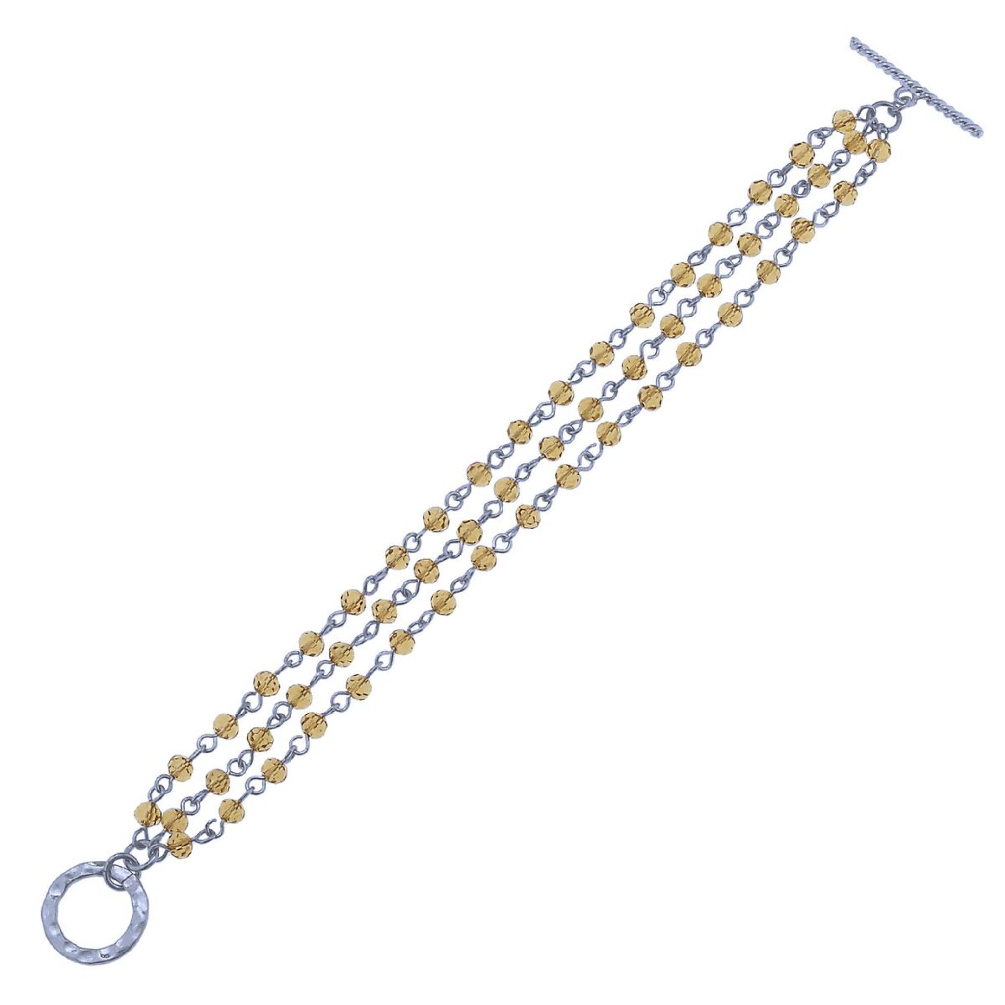 Antique Silver Linked Black Diamond Toggle Bracelet
