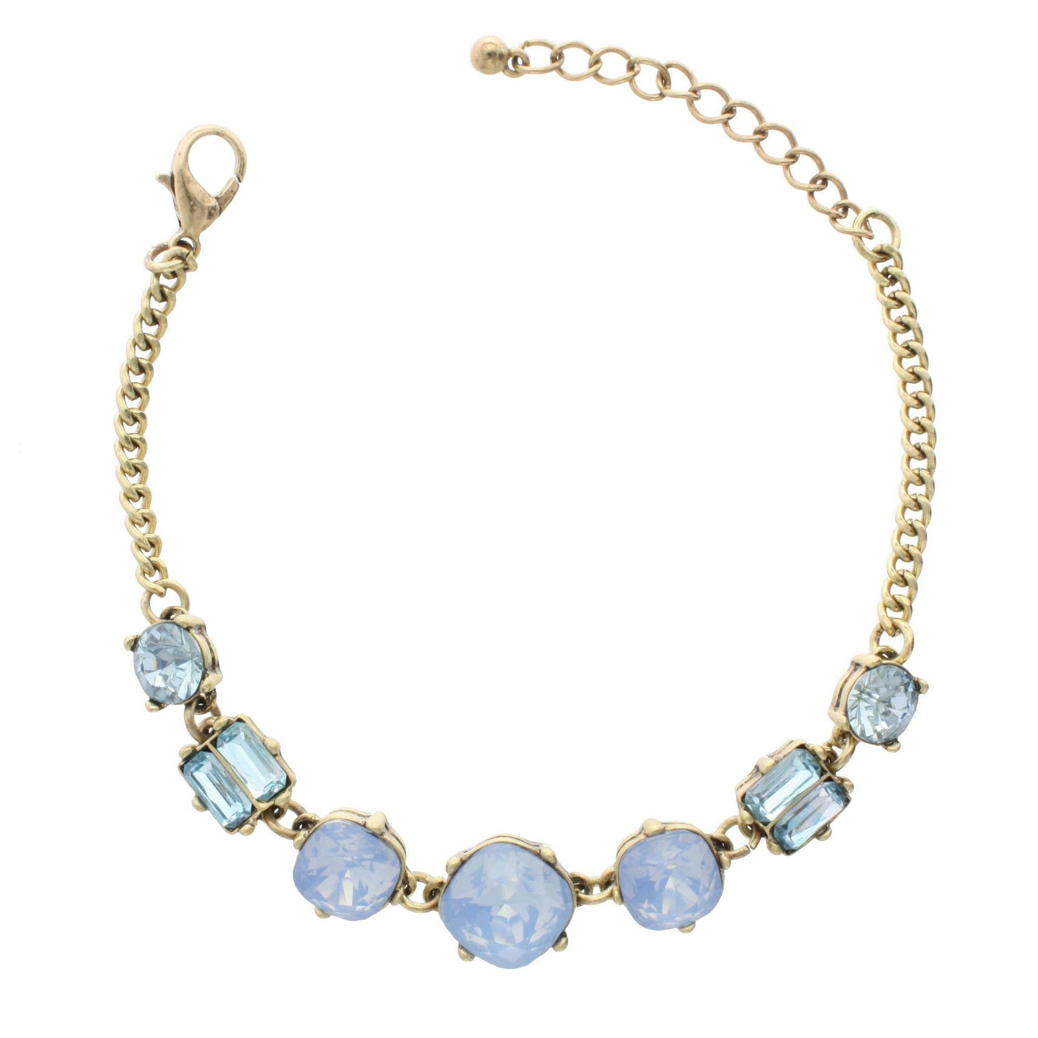 Light Blue Opal and Gold Linked Bracelet