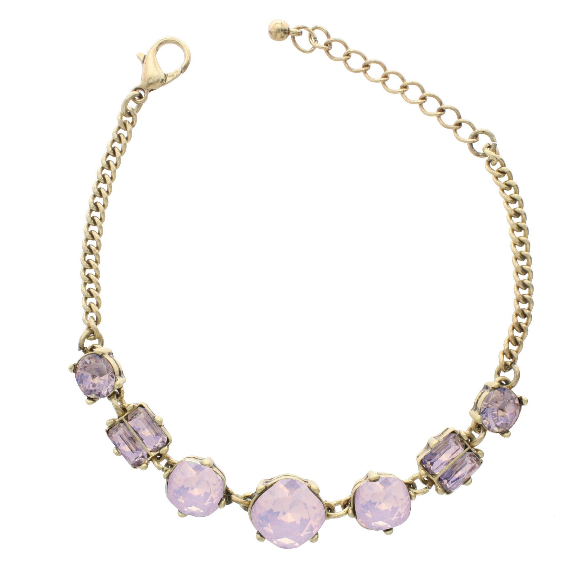 Pink Opal and Gold Linked Bracelet