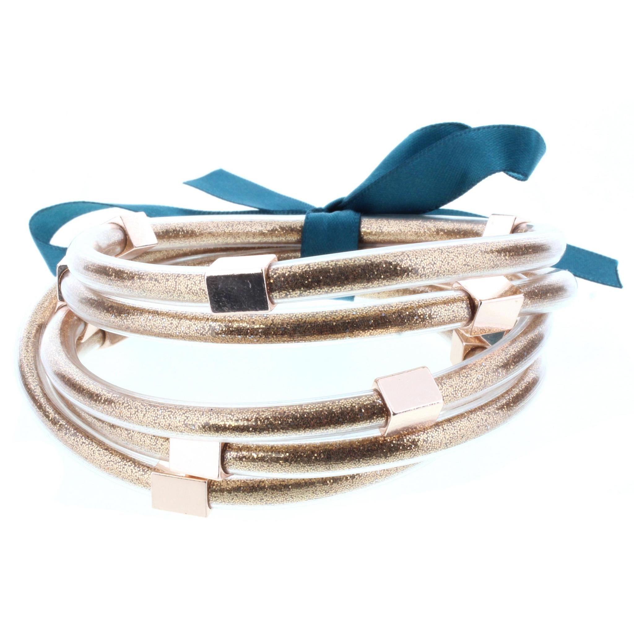 Rose Gold Filled Bangles Bracelet Set
