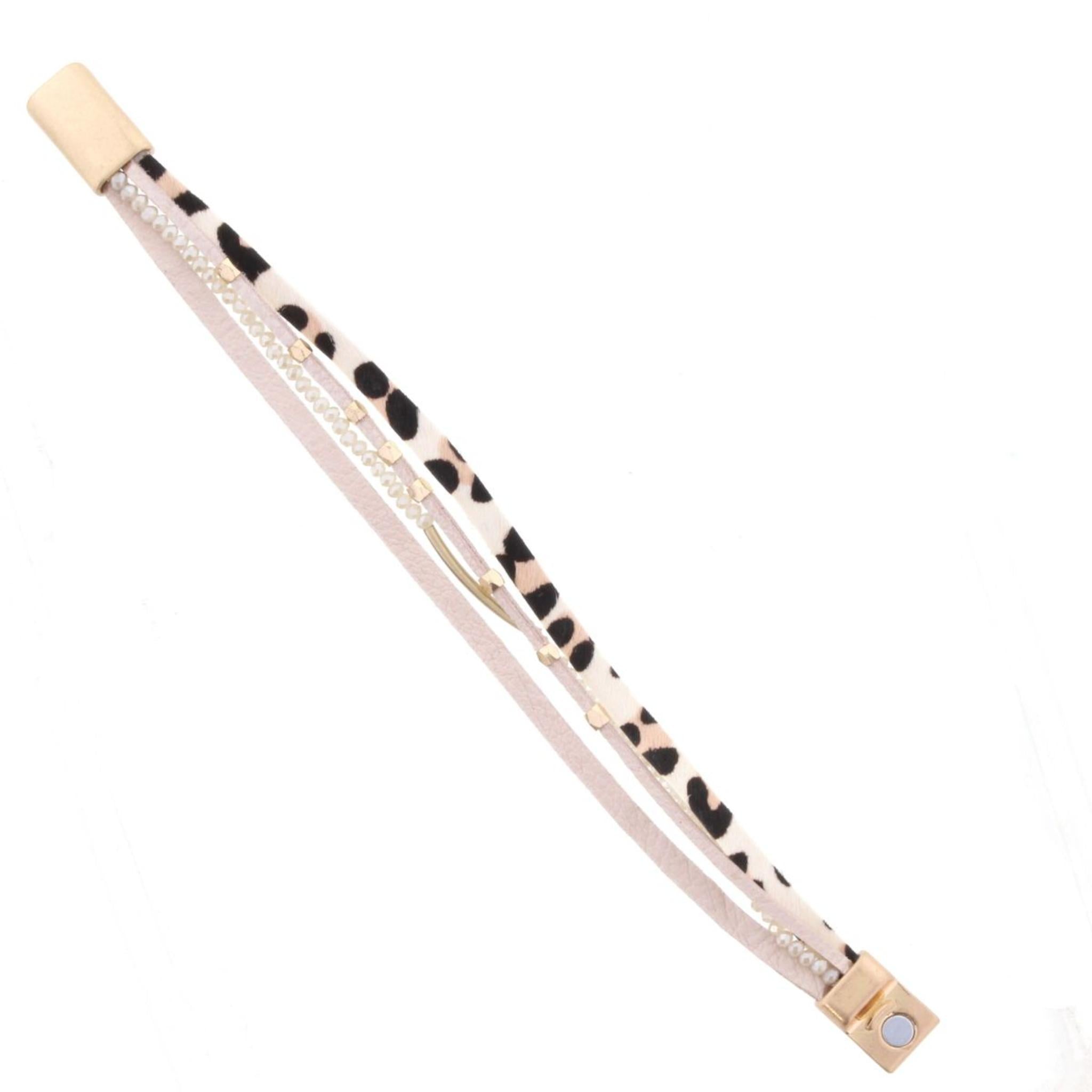 Multi Strand Nude Leopard Magnetic Bracelet