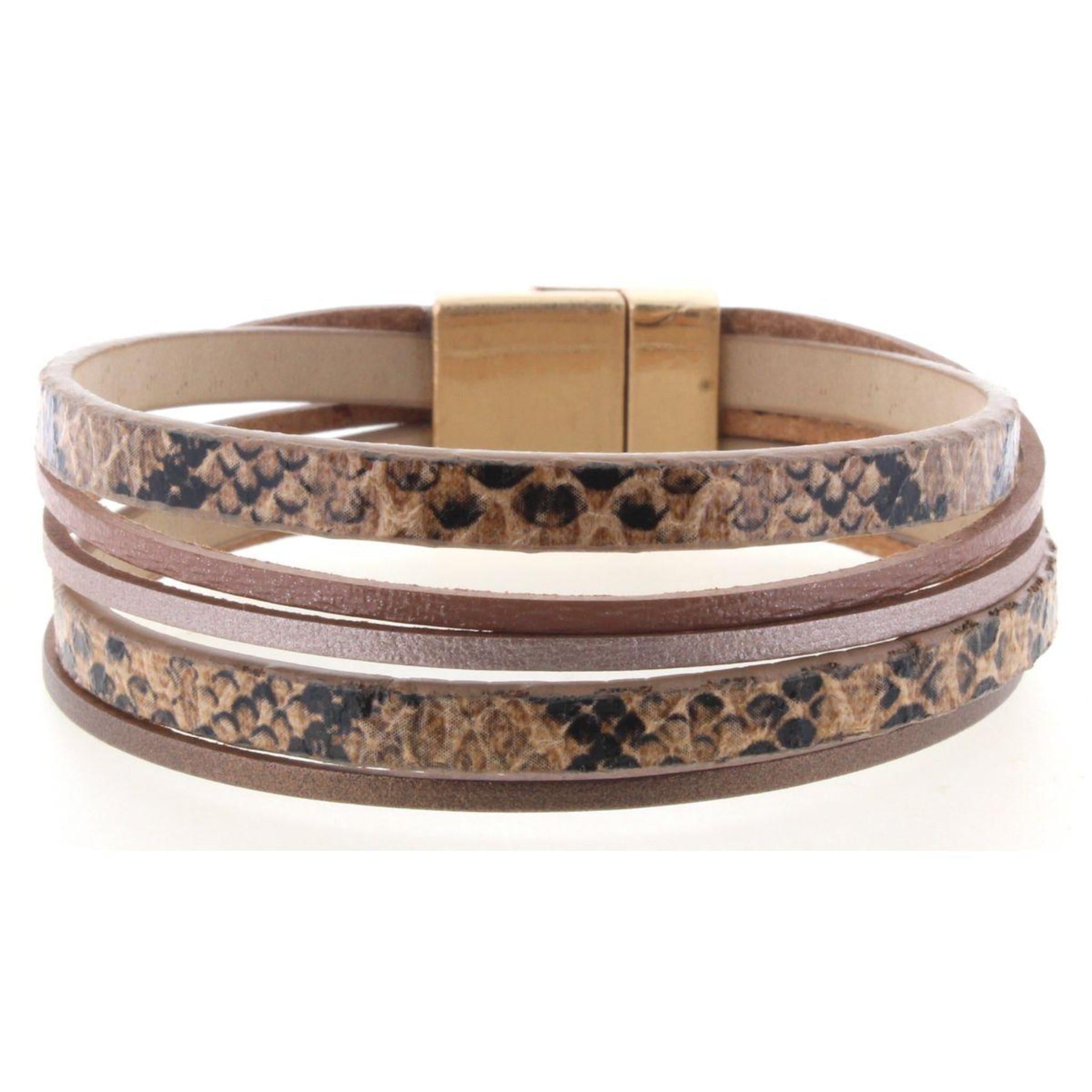 Brown Snakeskin Multi Strand Magnetic Bracelet