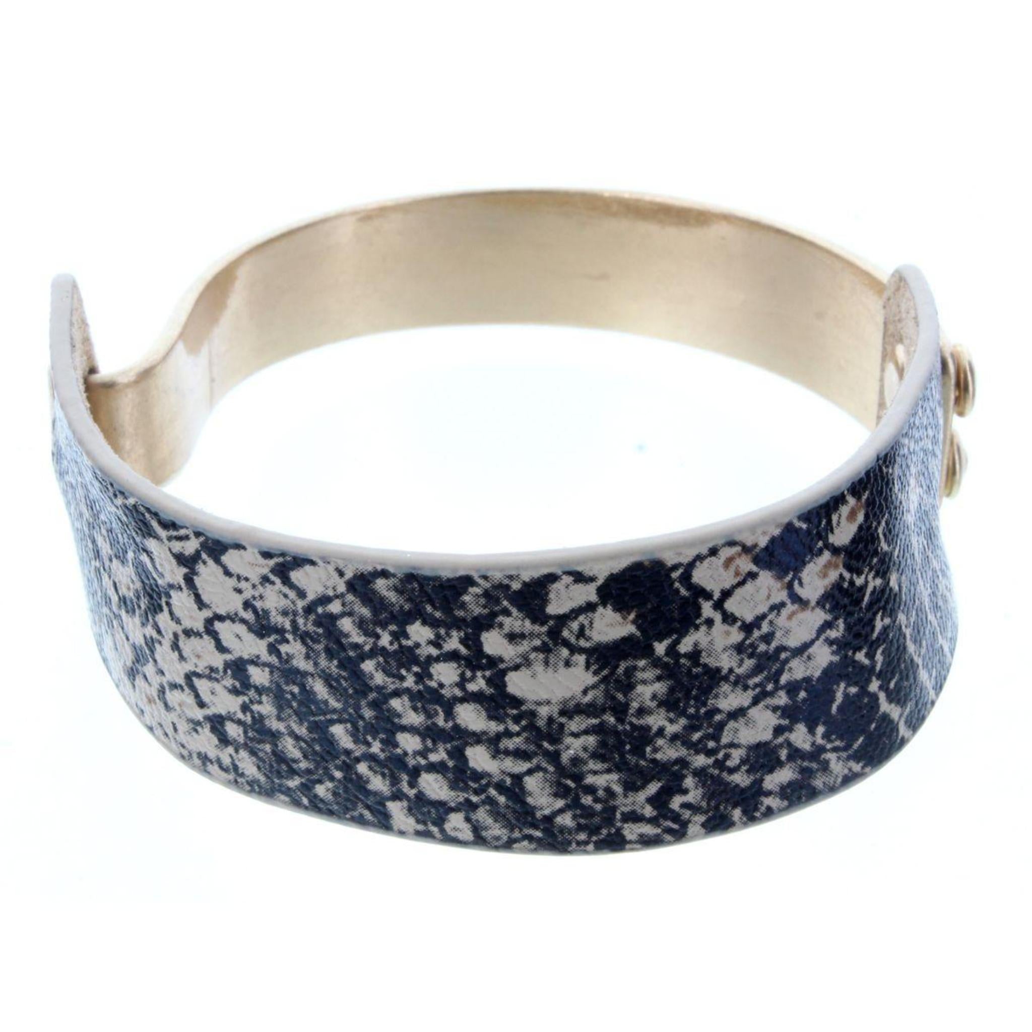 Half Gold Cuff Half Black & Tan Snake Skin Bracelet