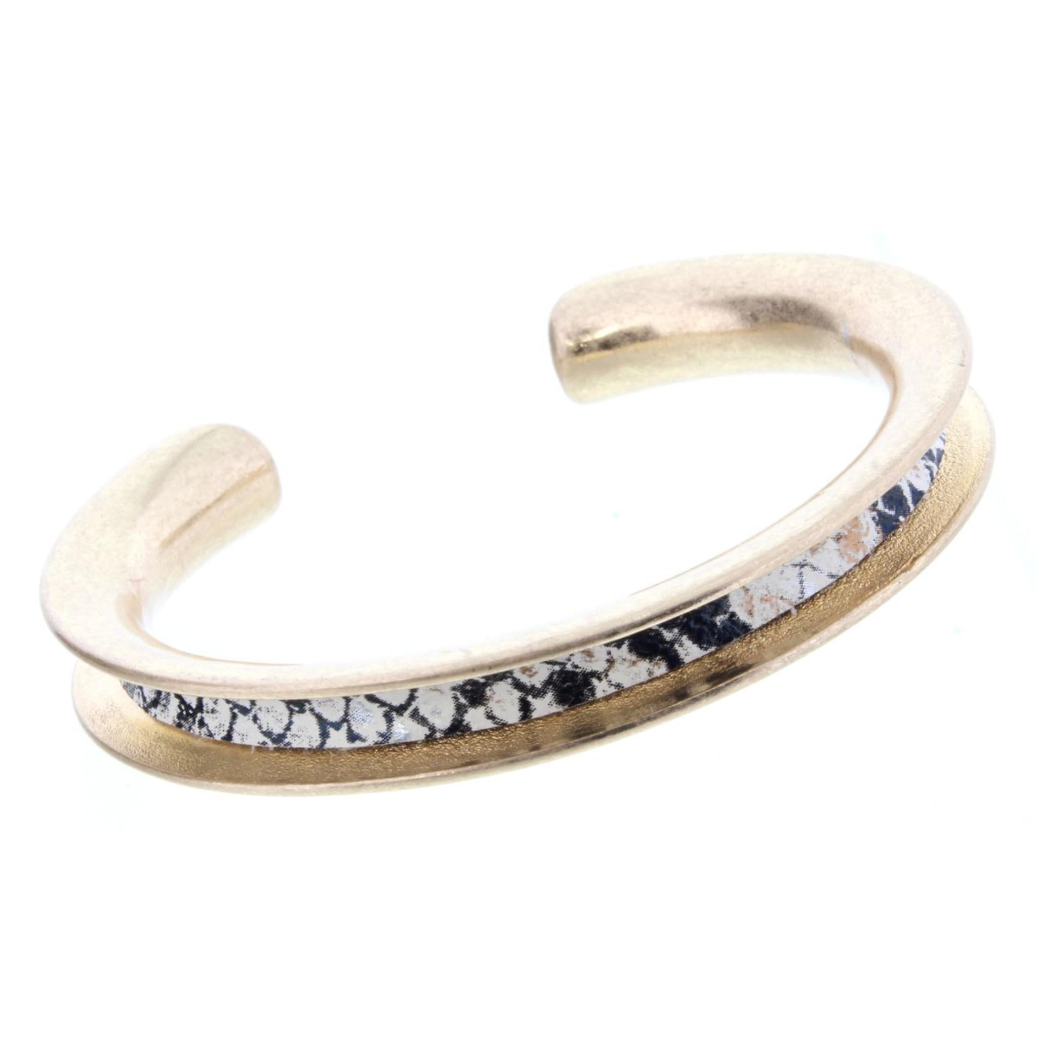 Golf Cuff Bracelet with Black and White Snake Skin Inlay