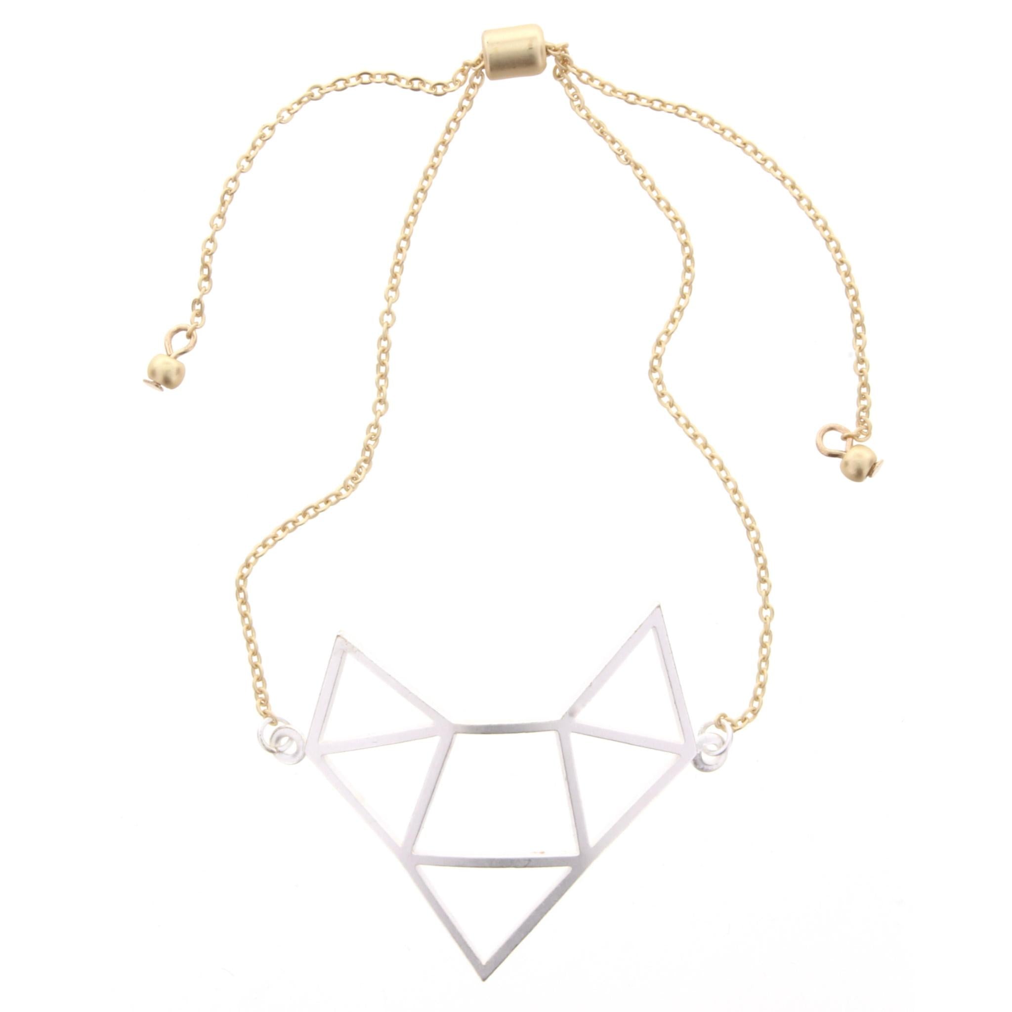 Adjustable Gold Chain Bracelet with Silver Open Arrow and Triangle Cluster
