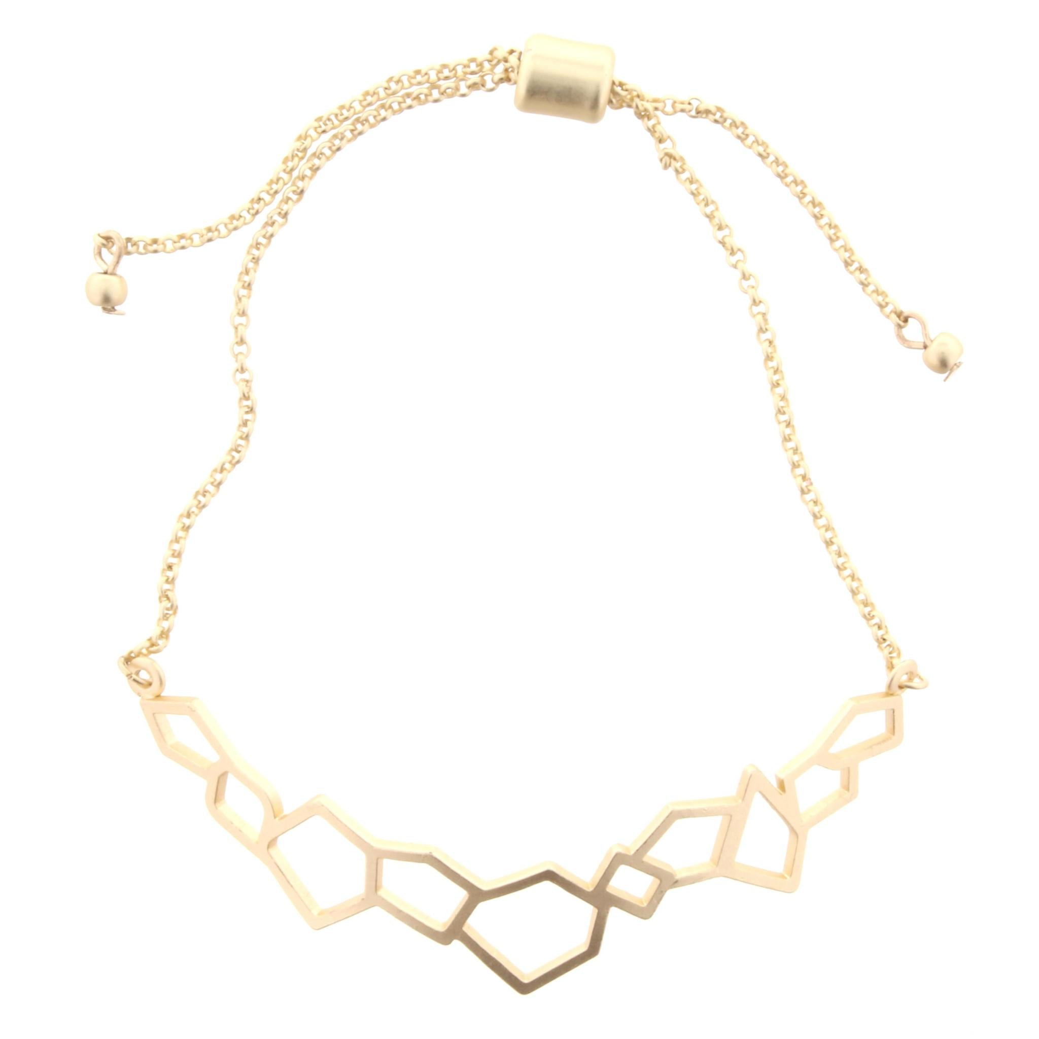 Adjustable Gold Chain Bracelet with Gold Open Pentagon Cluster