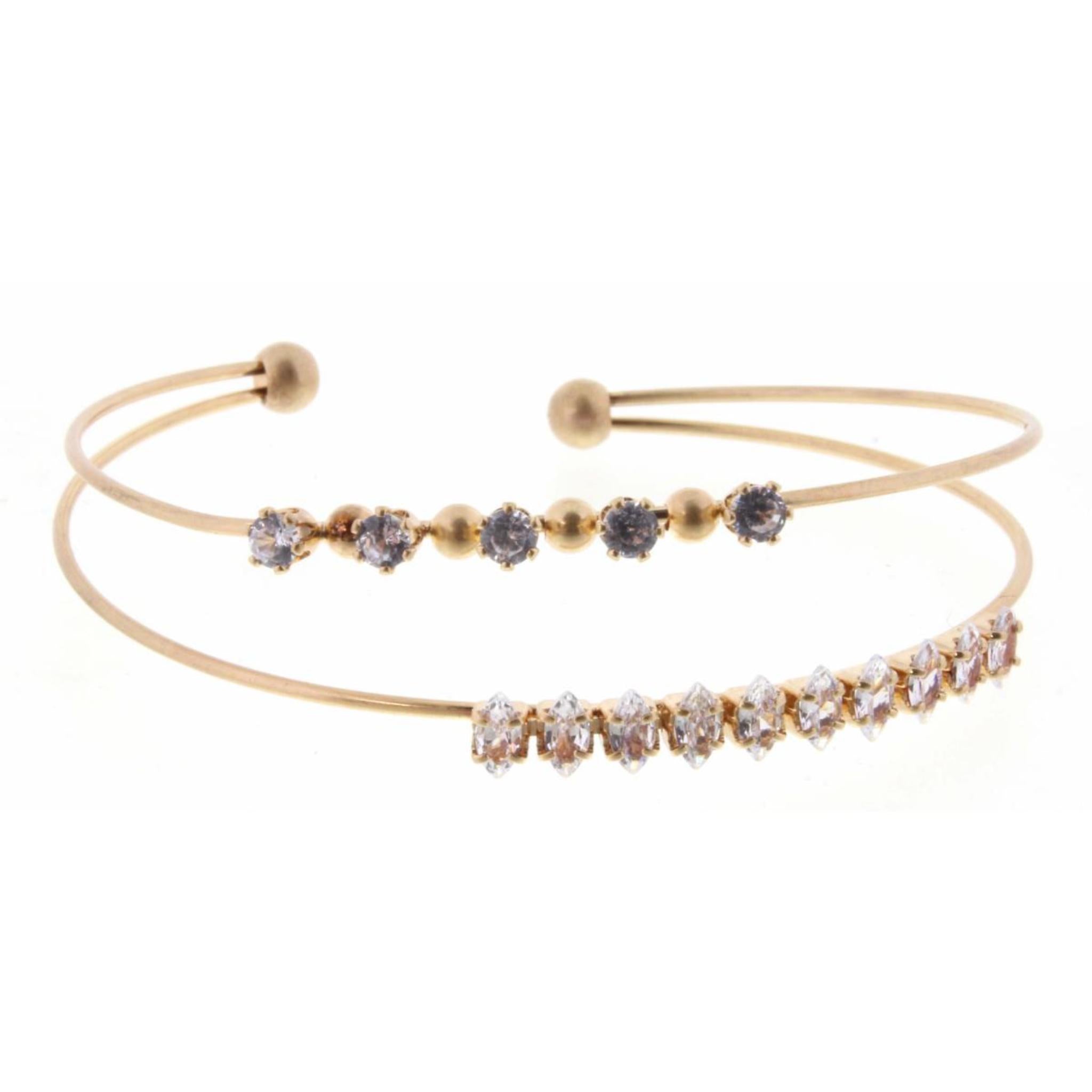 Gold 2 Layer Marquise and Circle Crystals Bracelet