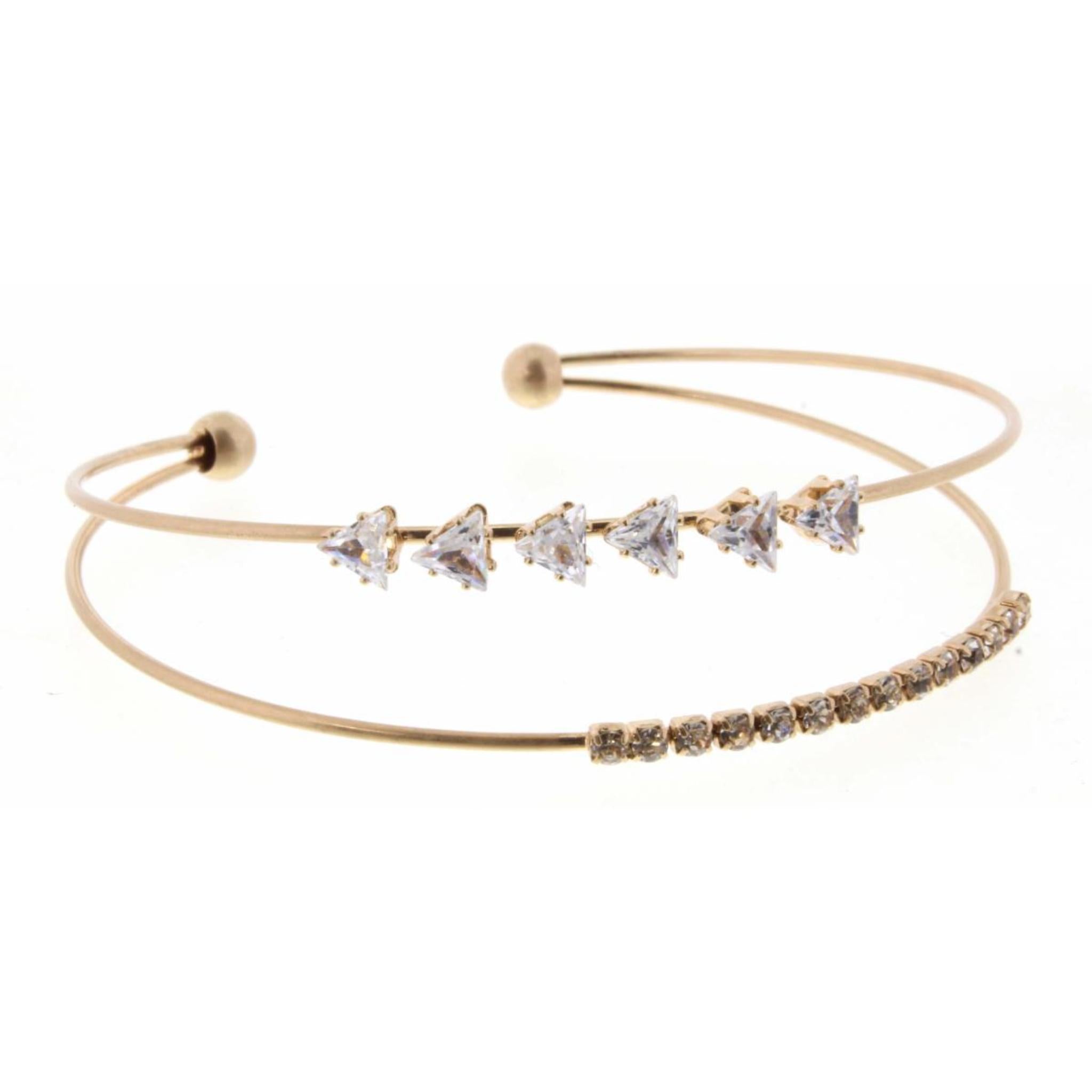 Gold 2 Layer Triangle and Square Crystals Bracelet