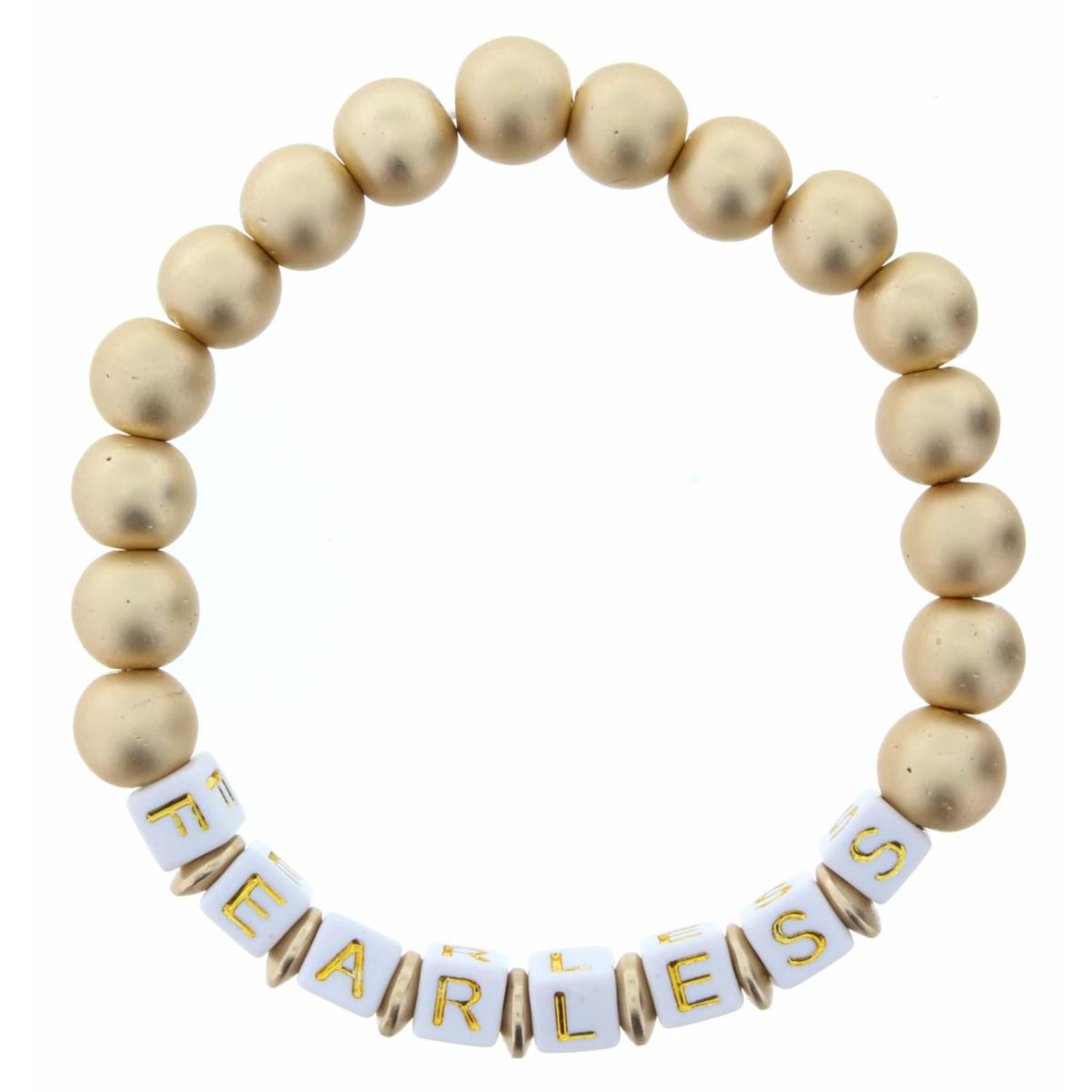 "Fearless" Gold Beaded Stretch Bracelet