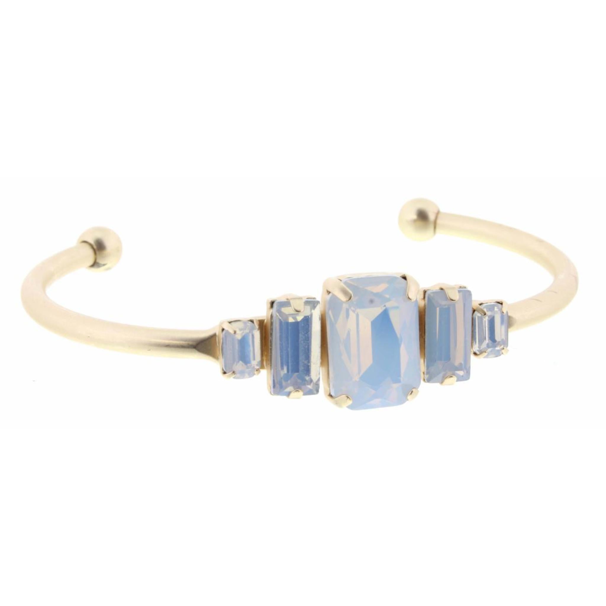Moonstone Rectangle Crystals Cuff Bracelet