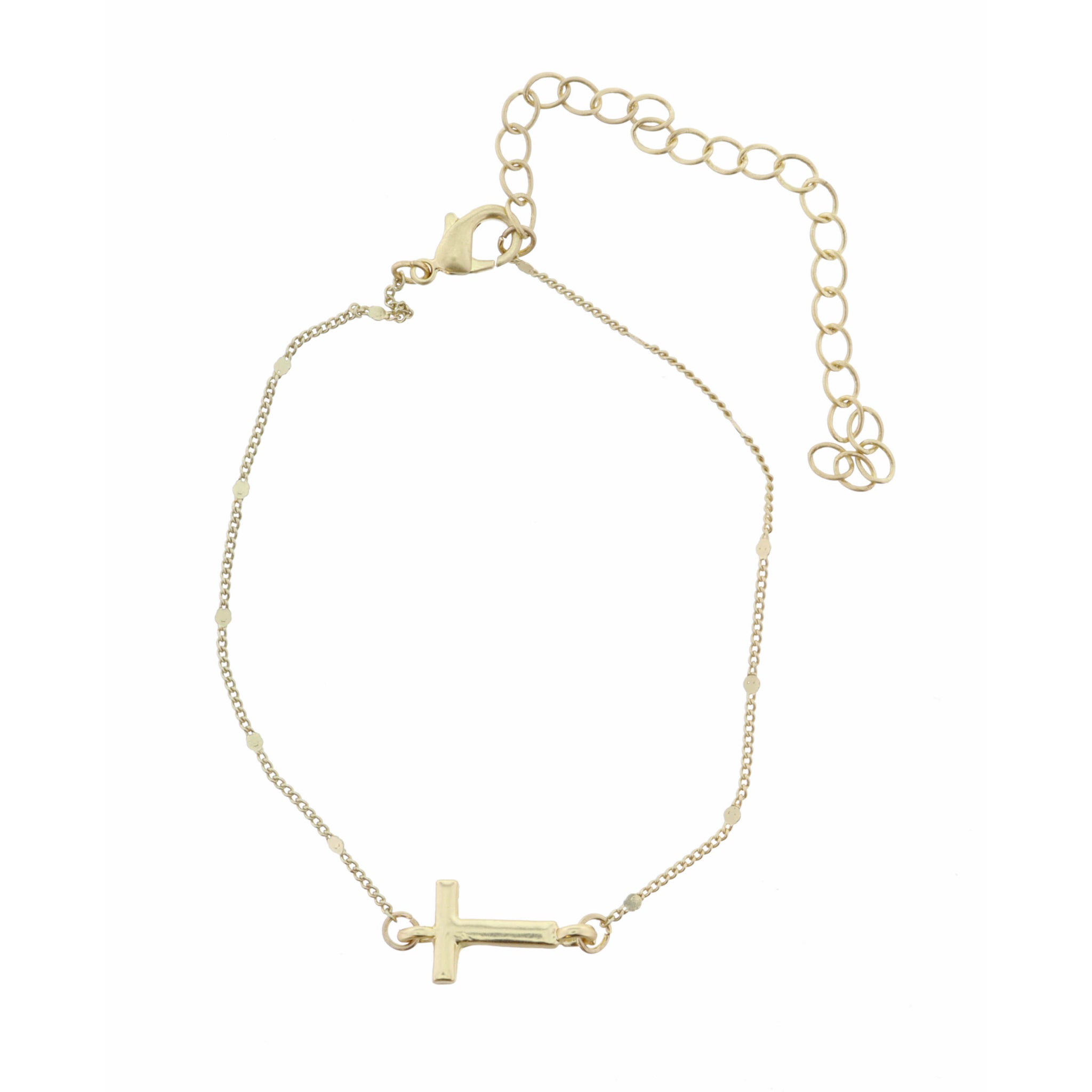 Block "T" Initial on Disc Chain Bracelet