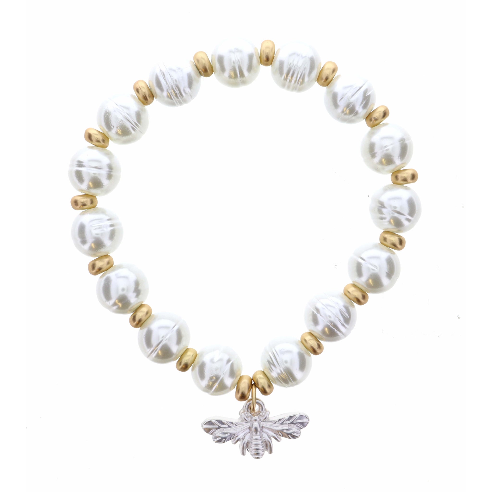 Silver Bee on Pearl Bracelet