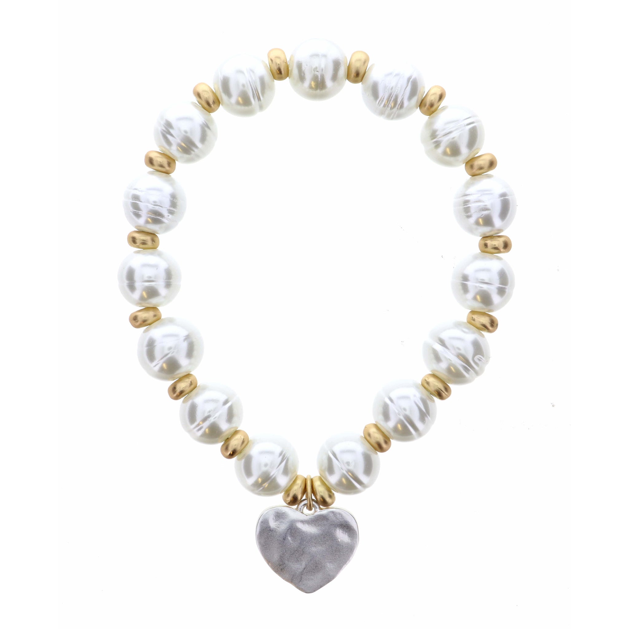 Silver Heart on Pearl Bracelet