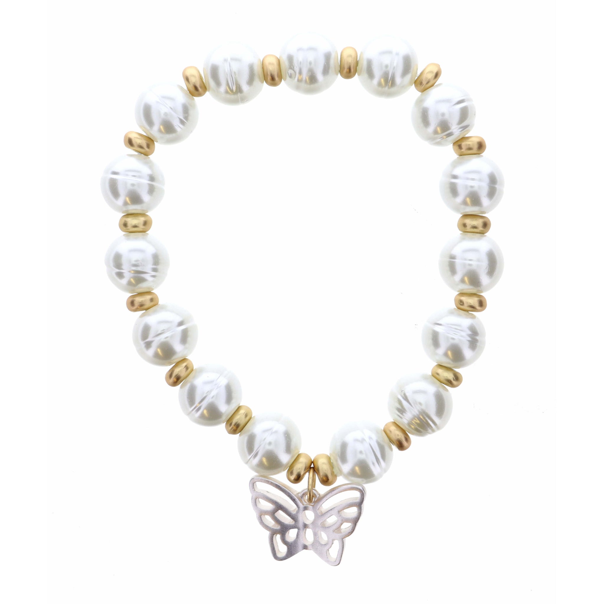 Silver Butterfly on Pearl Bracelet